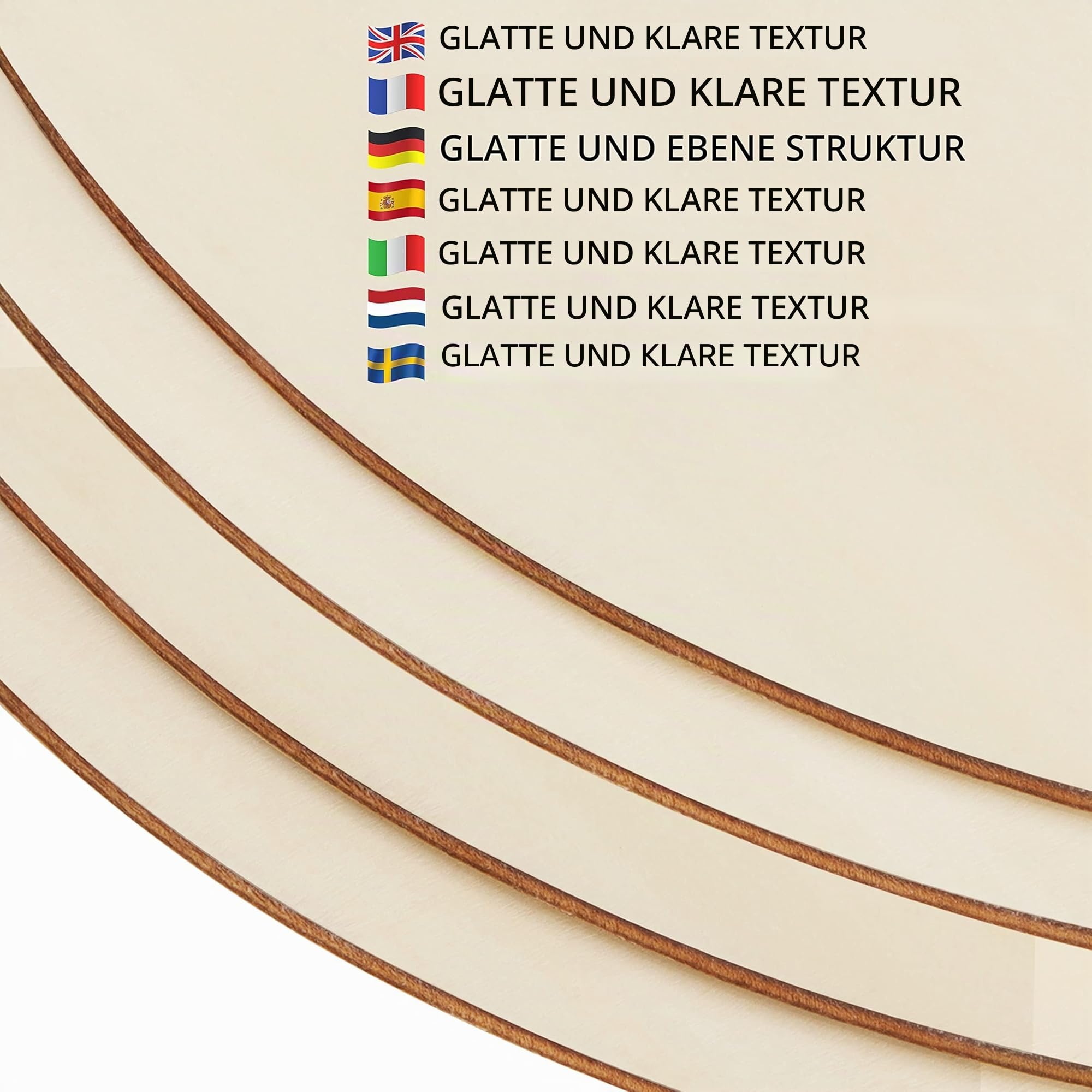 Belle Vous Naturbelassene Runde Holzscheiben (4 Stk) - 45 cm - Ausgeschnittene Holzscheiben zum Basteln, Malen und Brandmalerei - Holz Platten für Wohn-, Hochzeits- und Weihnachtsdeko & Türhänger