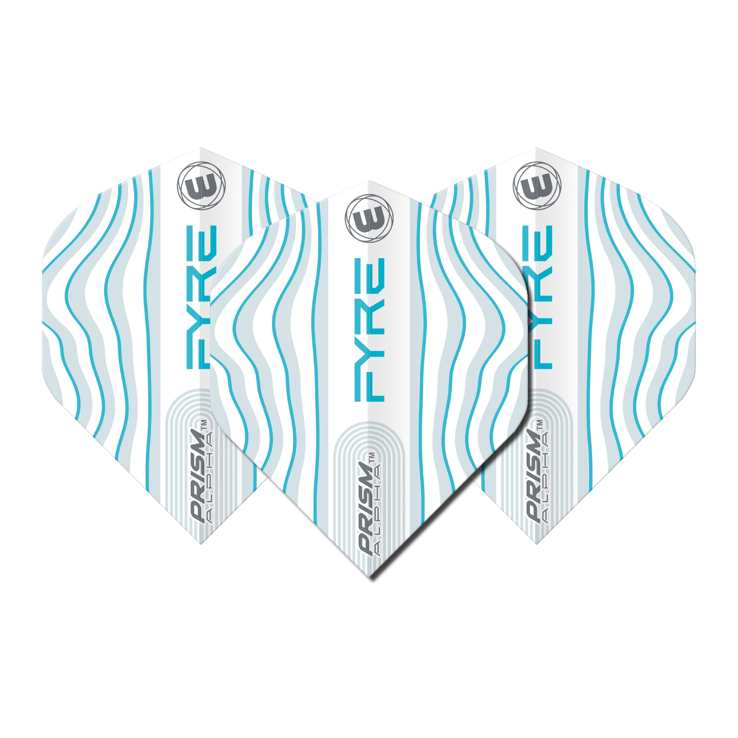 WINMAU Prism Alpha Fyre Design Dart Flights - 10 sets per pack (30 dart flights in total) (White, Aqua & Blue) - Image 4