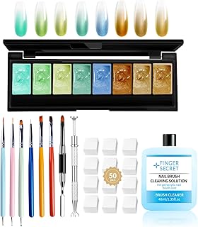 8 Colors Ombre Gel Pat Nail Polish Set,Ombre Pigment for Nails,Gradient Painting Gel with 50Pcs Nail Sponges for 3D Gels Nail Art can be Painted in Salon or Home Use