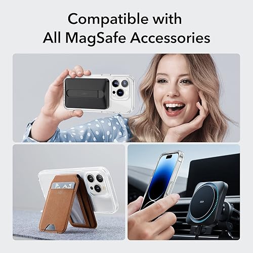 Vista 931 de ESR Funda para iPhone 15 Pro Max, compatible con MagSafe, de grado militar, negro transparente