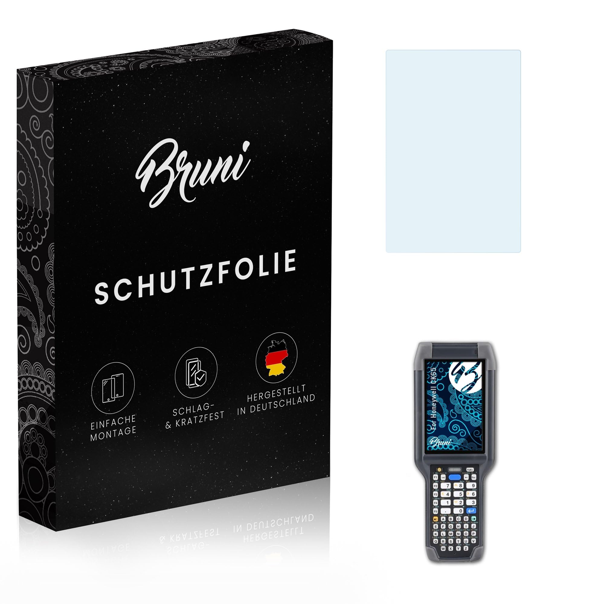 Bruni Screen Protector compatible with Honeywell CK65 Protector Film, crystal clear Protective Film (2X)