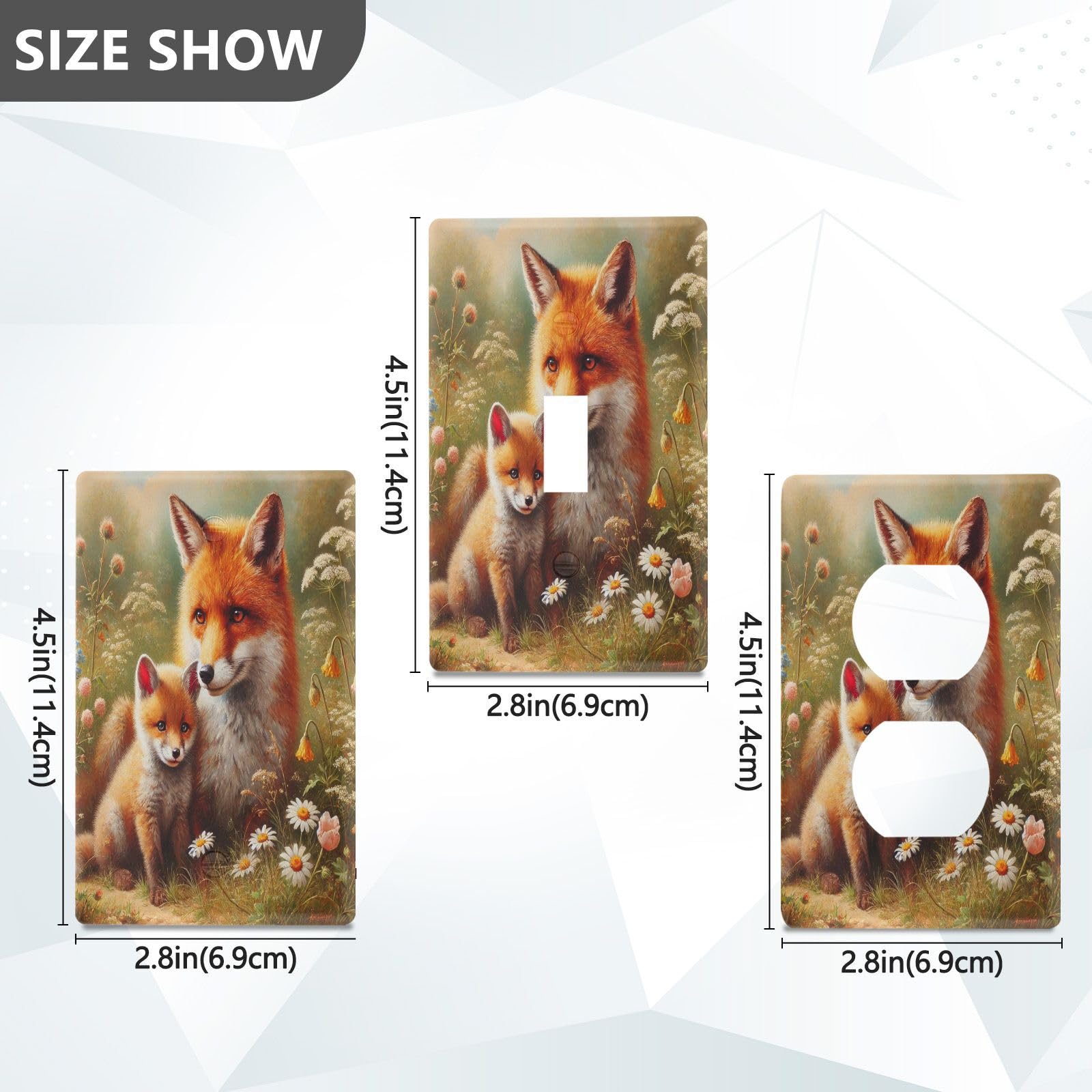 Fox Flowers Watercolor Light Switch Cover Decorative Receptacle Outlet Wall Plate Guard Plastic Wall Outlet Cover for Home Decor Room Office Bathroom (Duplex Outlets Cover)