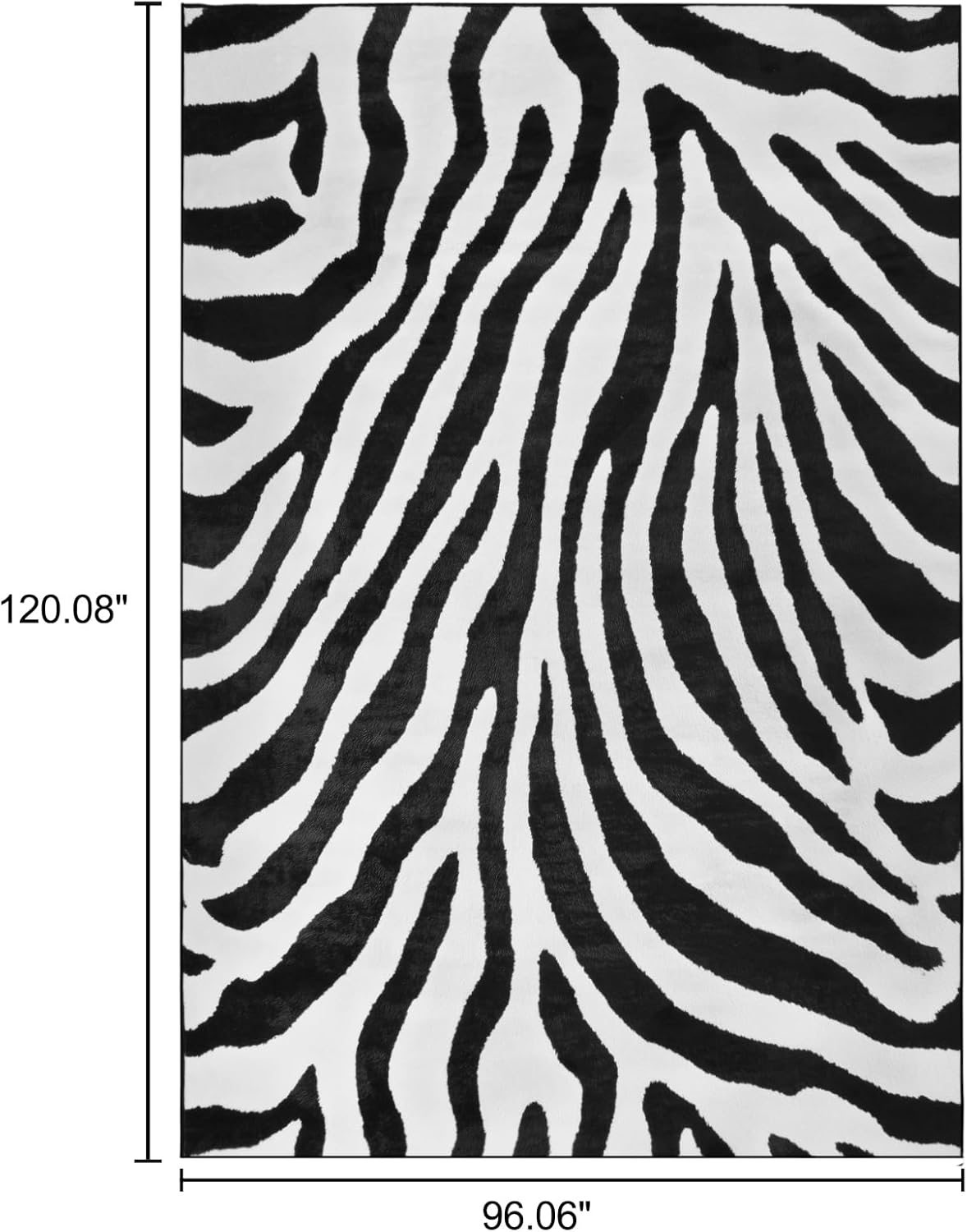 Intellar 8’x10’ Washable Area Rug-Zebra Stripe Pattend Low Pile Not Slipe Rug,Easy Care and Durable Catpet,Suitable for Bedroom,Living Room,Studies（Black and White）