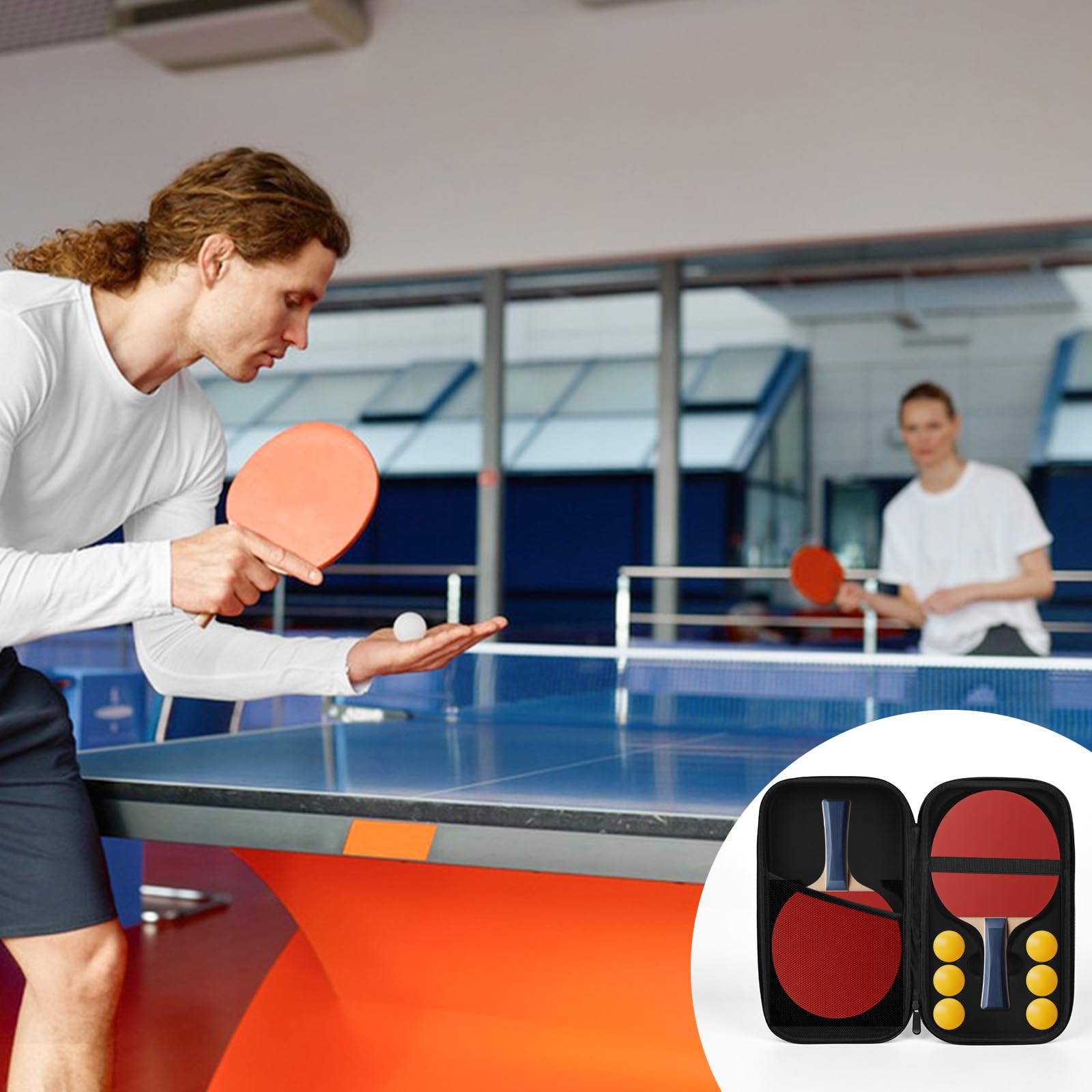 Housse Raquette Ping Pong, Pochette Raquette Ping Pong avec Rangement Balles Étui pour Raquette Ping Pong de Tennis de Table Convient pour 1 Pagaies et 6 Balles (Étui Uniquement)