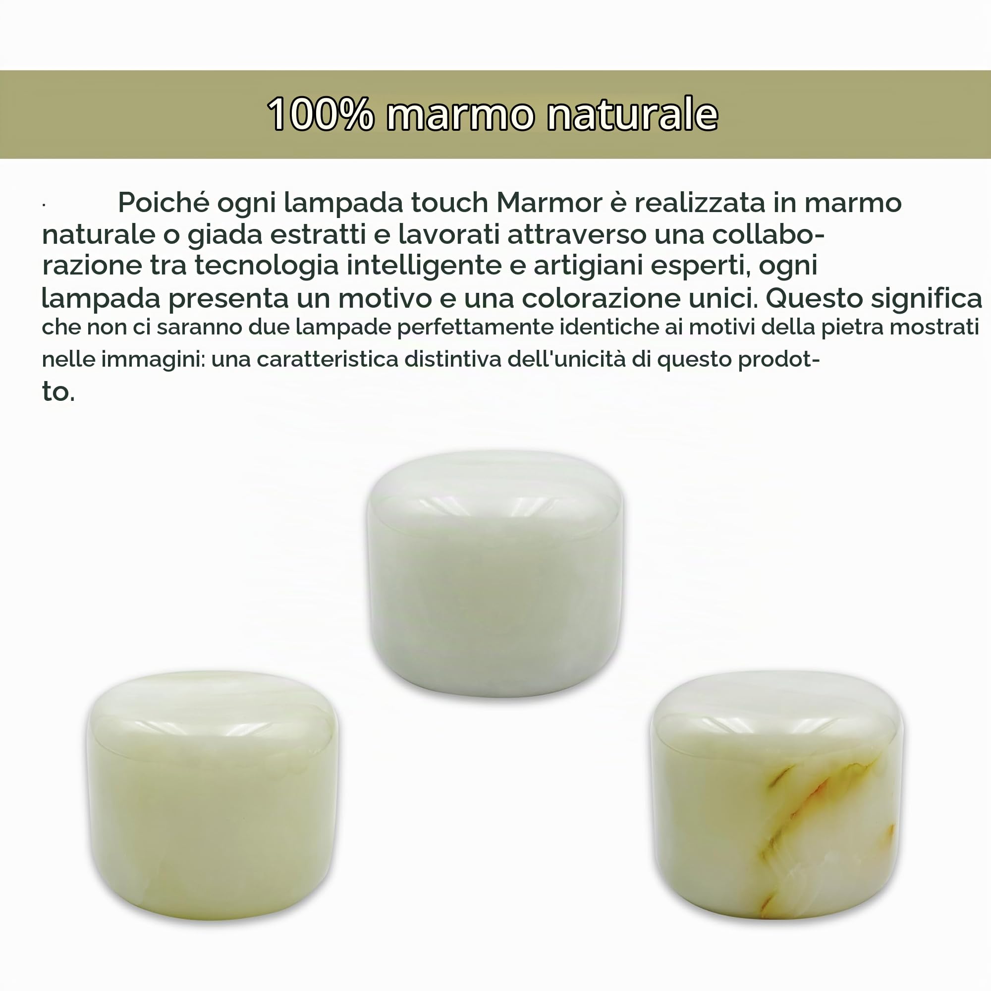 Marmor Lampada da Tavolo in Marmo LED,Abat Jour da Comodino,Lampada da Scrivania Senza Fili,Luce Notturna-Regalo Fidanzata