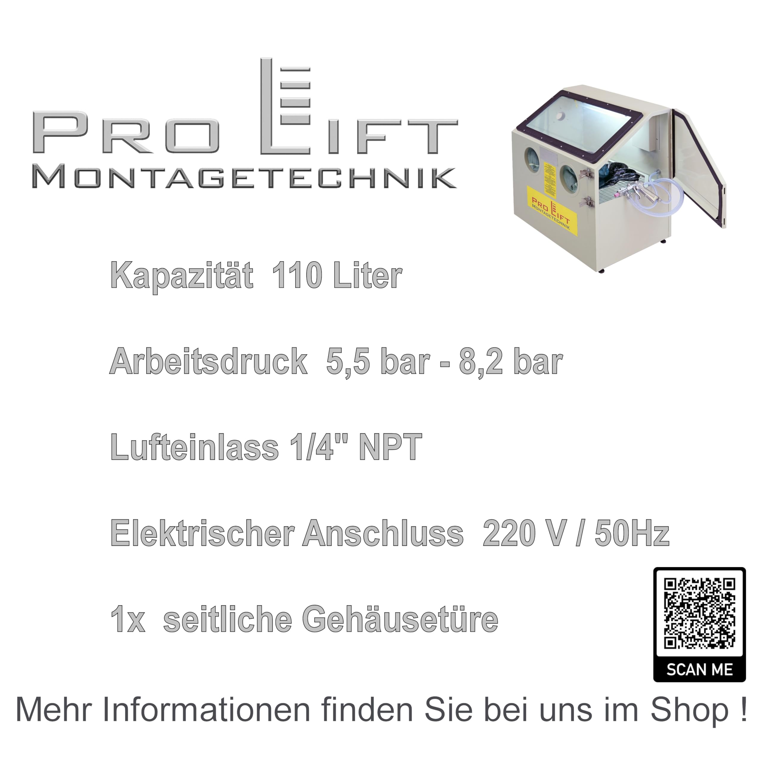 Pro de tecnología de montaje Lift Arena Inyección cabina Incluye Accesorios, 110 litros, sb11aj, 01386