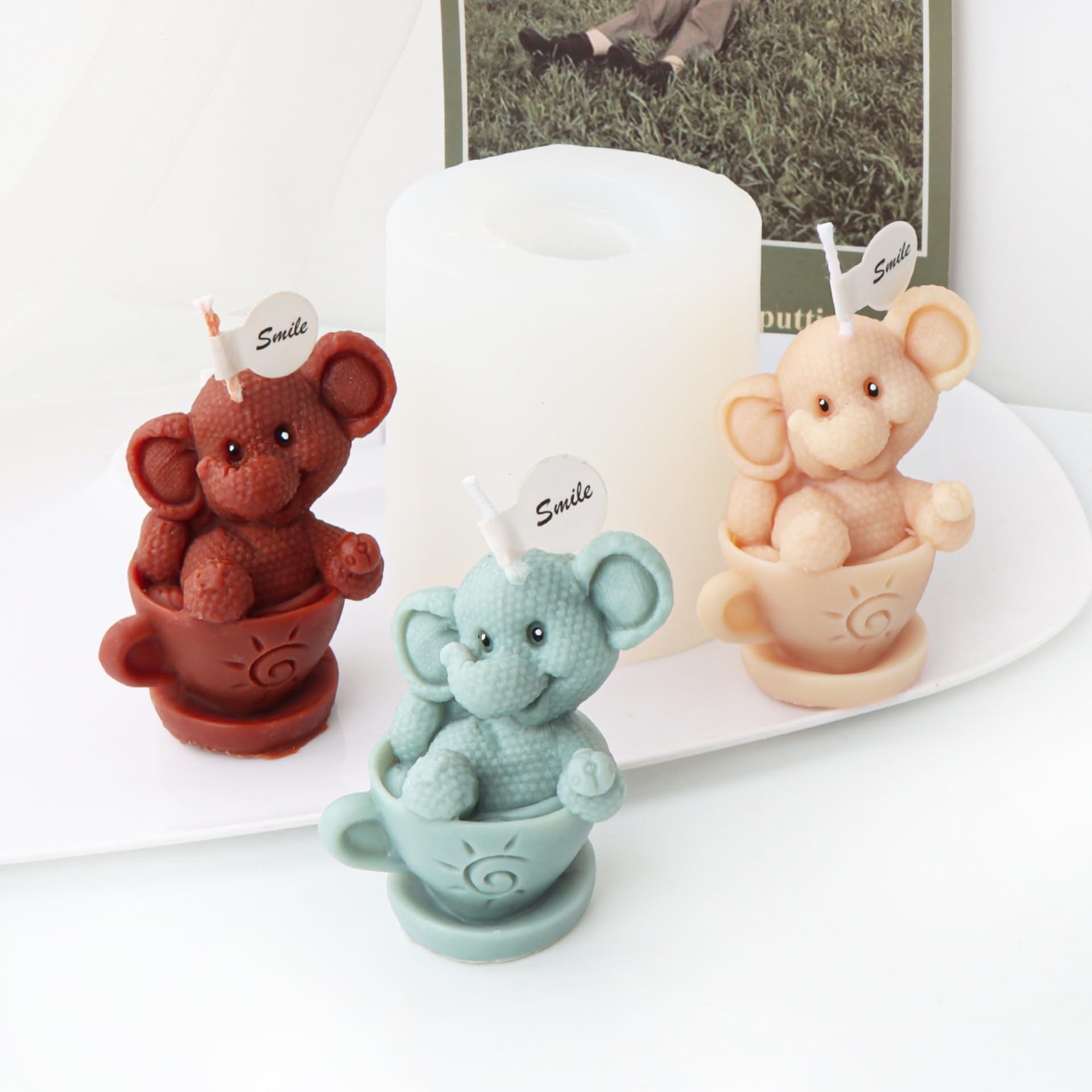 Grainrain Stampo In Silicone 3D Forma Animale – Per Candele, Saponi E Resina (Orso, Cavallo, Elefante) - 4