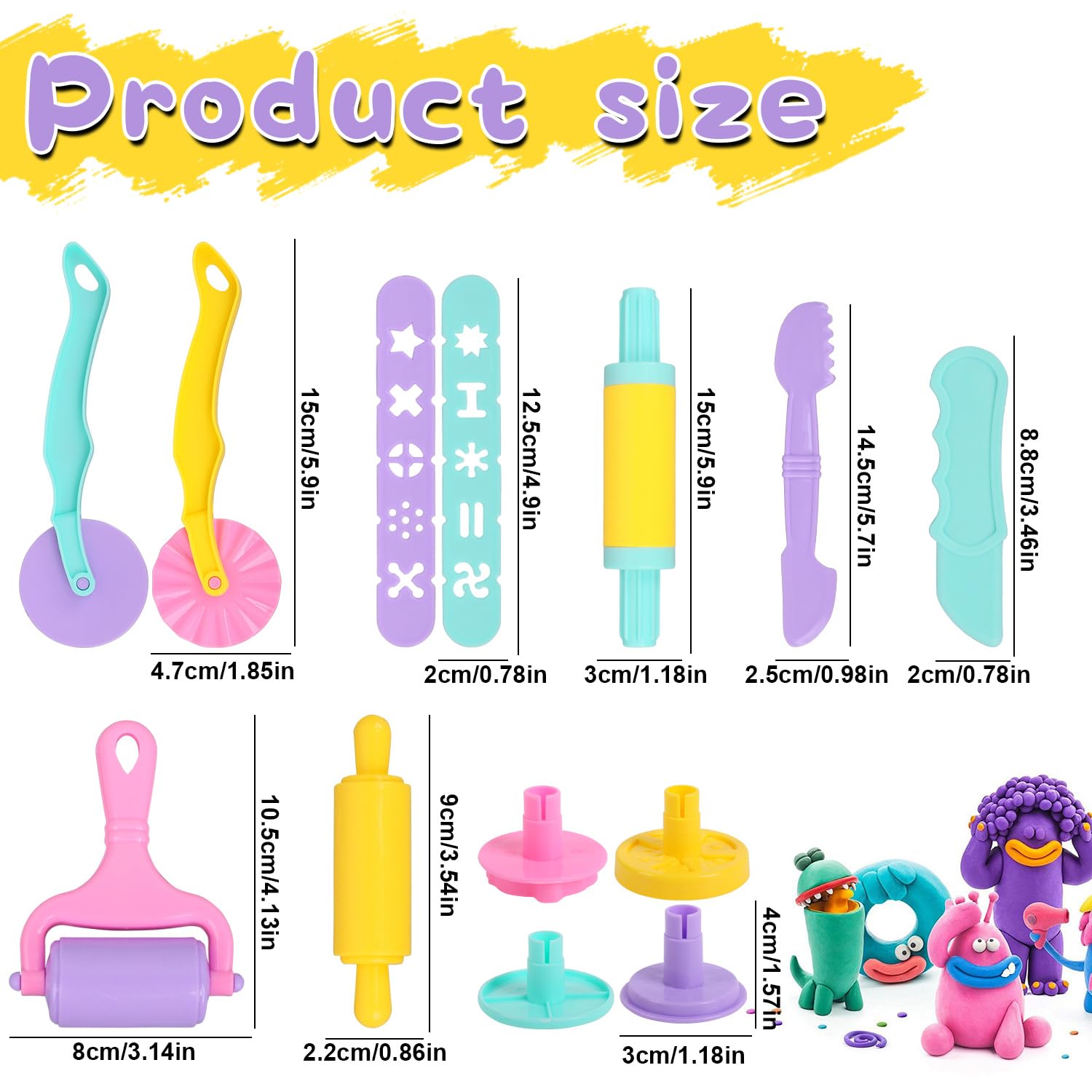 12 Accessori Per Plastilina – Set Di Stampini E Strumenti Per Modellare Pasta – Giocattolo Creativo Educativo Per Bambini Dai 3 Anni - 3