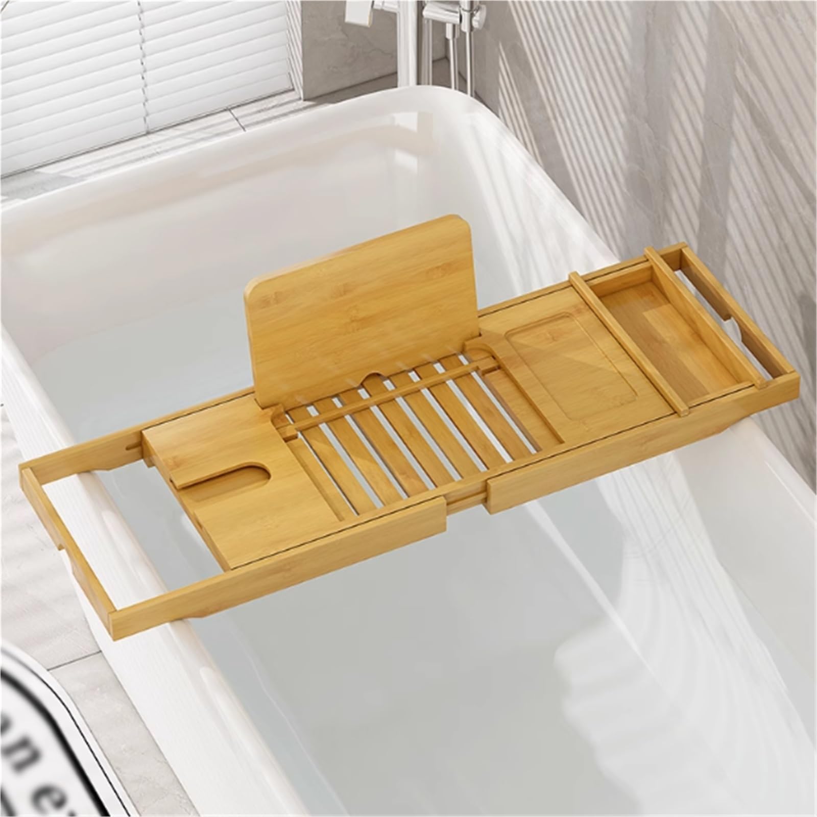 Bandeja de bambú para bañera con soporte para copas de vino, diseño extensible para gran capacidad, perfecto regalo de inauguración de la casa o cumpleaños