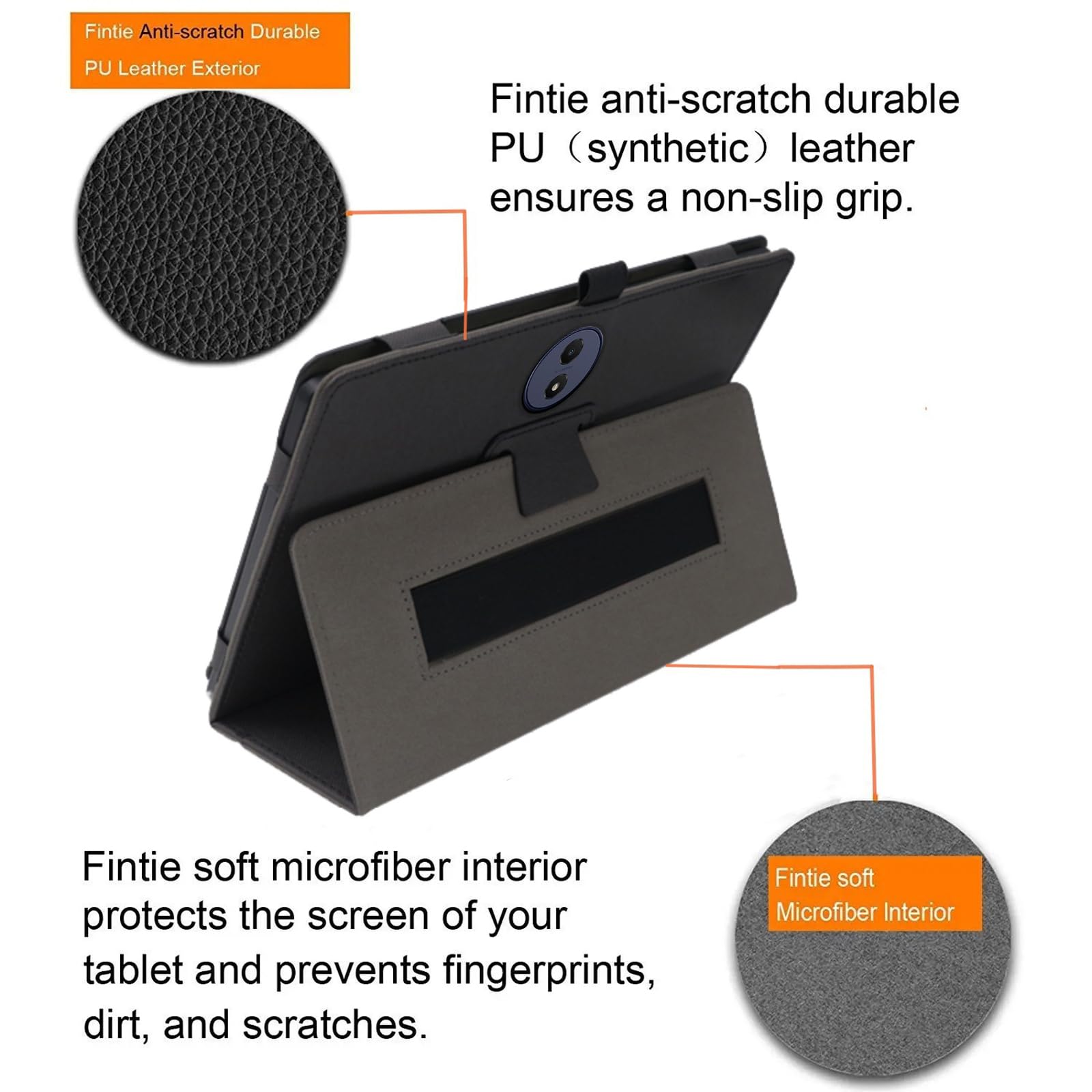 MEMELOKA Custodia per TCL Tab A1 Plus 12.2 Pollici, Leggera e Sottile Custodia in Pelle PU con Cinturino da Polso, Morbido Cover con Funzione di Supporto, Nero