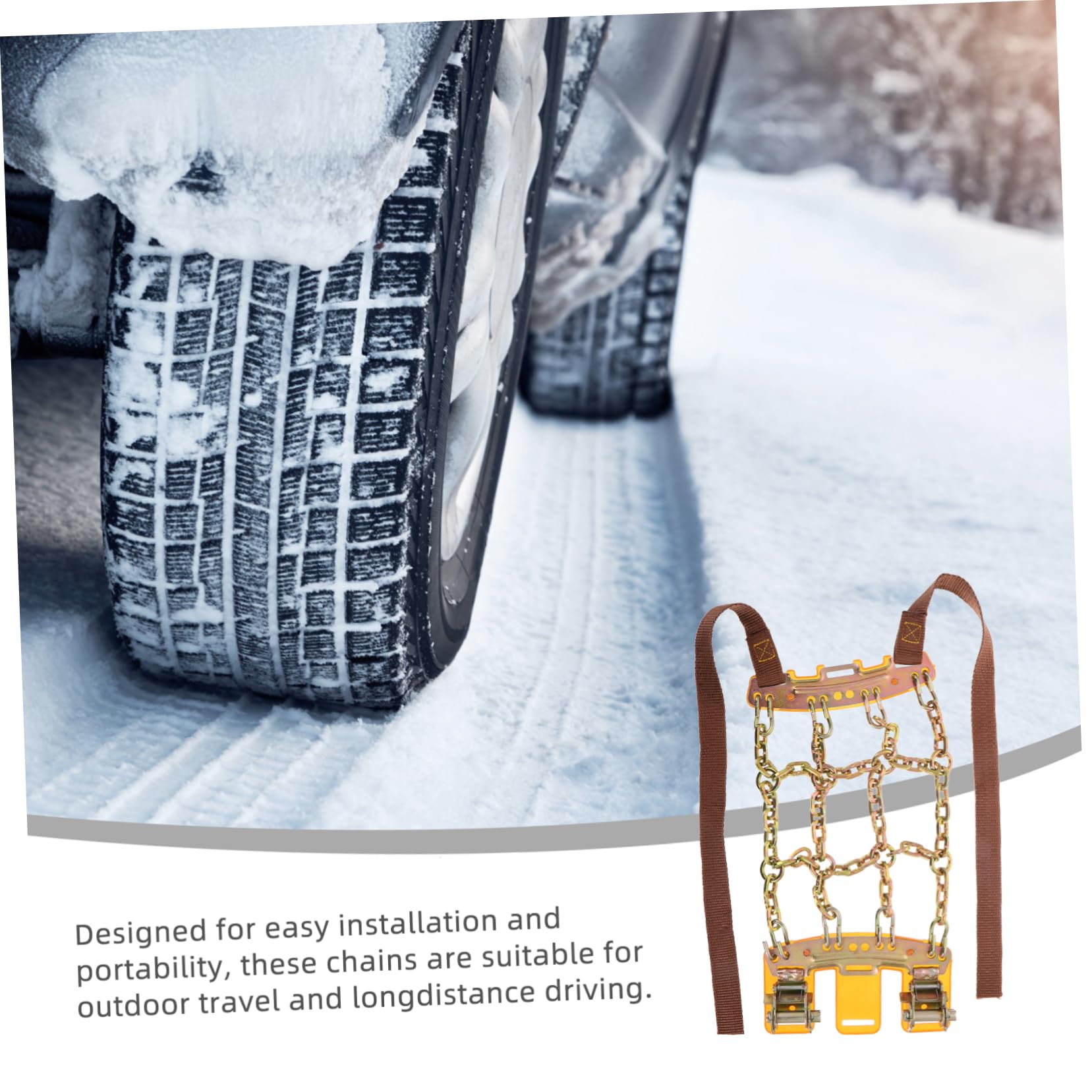 Catene Acciaio per Neve da Pneumatici Antiscivolo Auto e Suv Durata Design Ninesquare in Oro, Alta Protezione di Emergenza per Viaggi All'aperto e Lunghi Tragitti