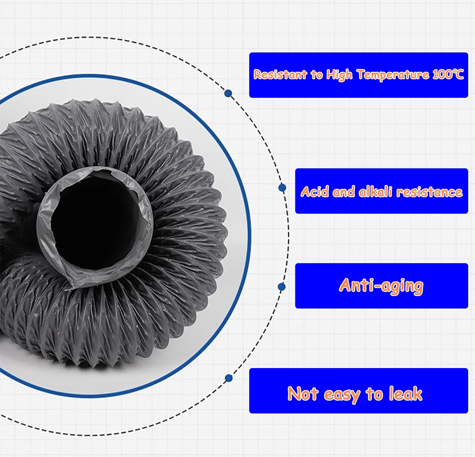 Tubo di Scarico Tubo Flessibile di Ventilazione con Fascette Condotto Flessibile per Asciugatrice e Cappe Aspiranti Kit di Raccordo Flessibile per Asciugatrice(8m(23ft),Dia- 250mm(9.8in))
