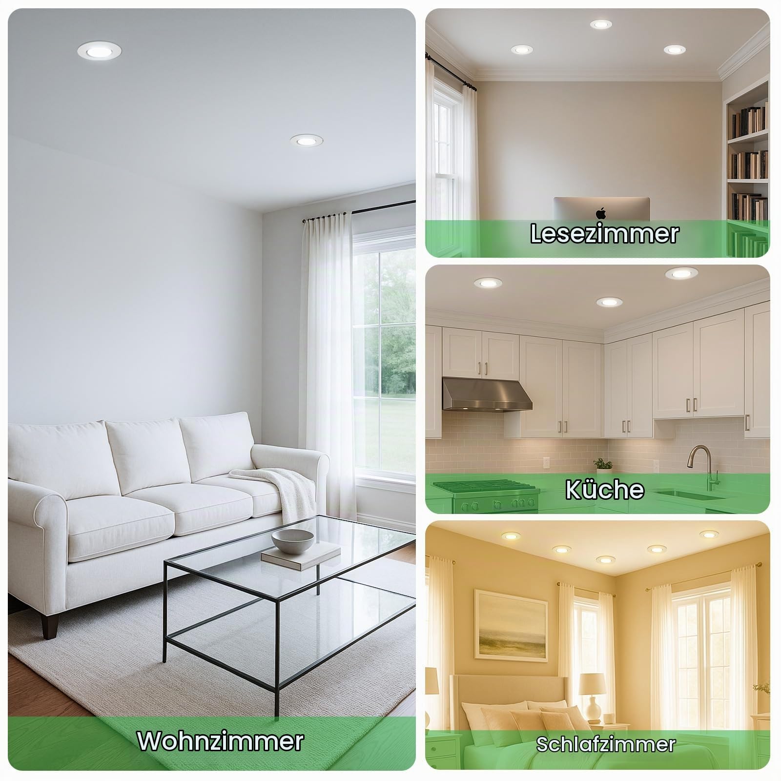 CLAR - LED Modul 230V, Einbaustrahler LED, Deckenstrahler, LED Einbaustrahler 230V, Deckenspots, Spots Dekenleuchte, Badbeleuchtung, Deckenleuchte Dimmbar, Einbauleuchten White 6W CCT 38º (Pack 10)