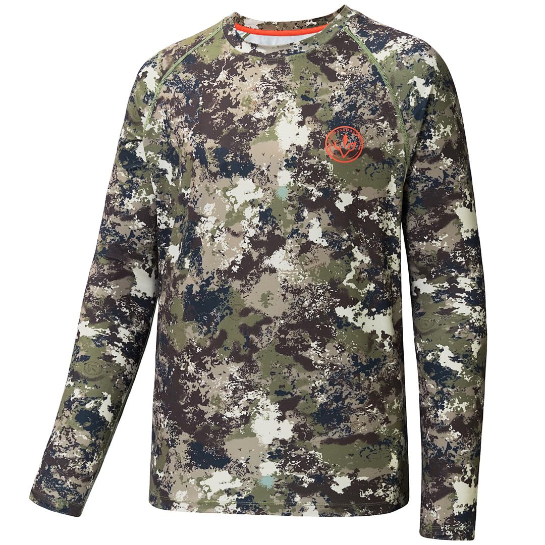 BASSDASH Men's Hunting Sun Shirt UPF 50 Lightweight Camo Performance Long Sleeve Stretch Fishing Hiking Tactical Tees