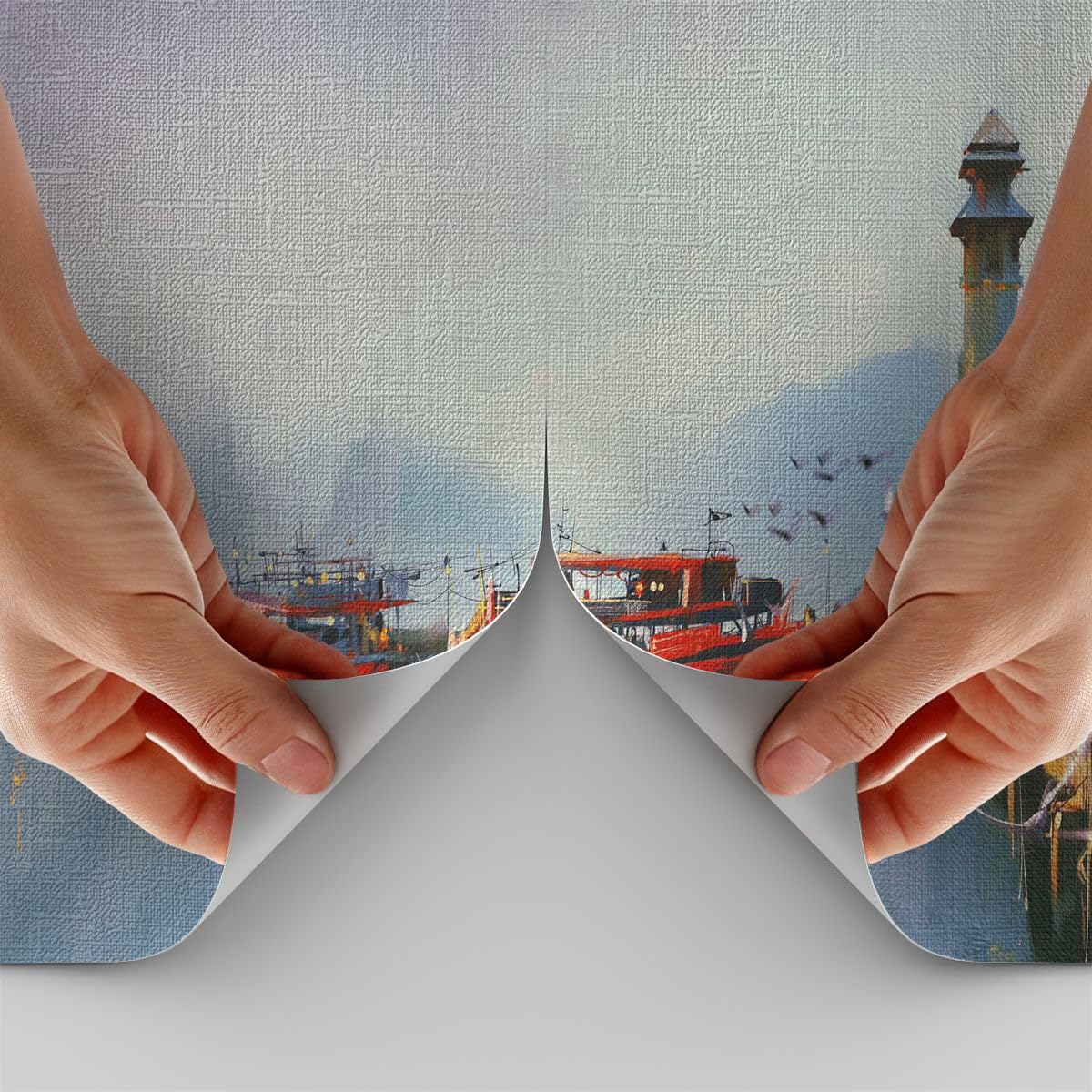 Carta da Parati Vinile in TNT 150x105 cm Paesaggi Marino - 3710 - WF3 | Porta Lanterna Barca Premium Canvas Fotomurale Moderno Decorazione da Parete Murale da Parete Per Soggiorno ARTTOR