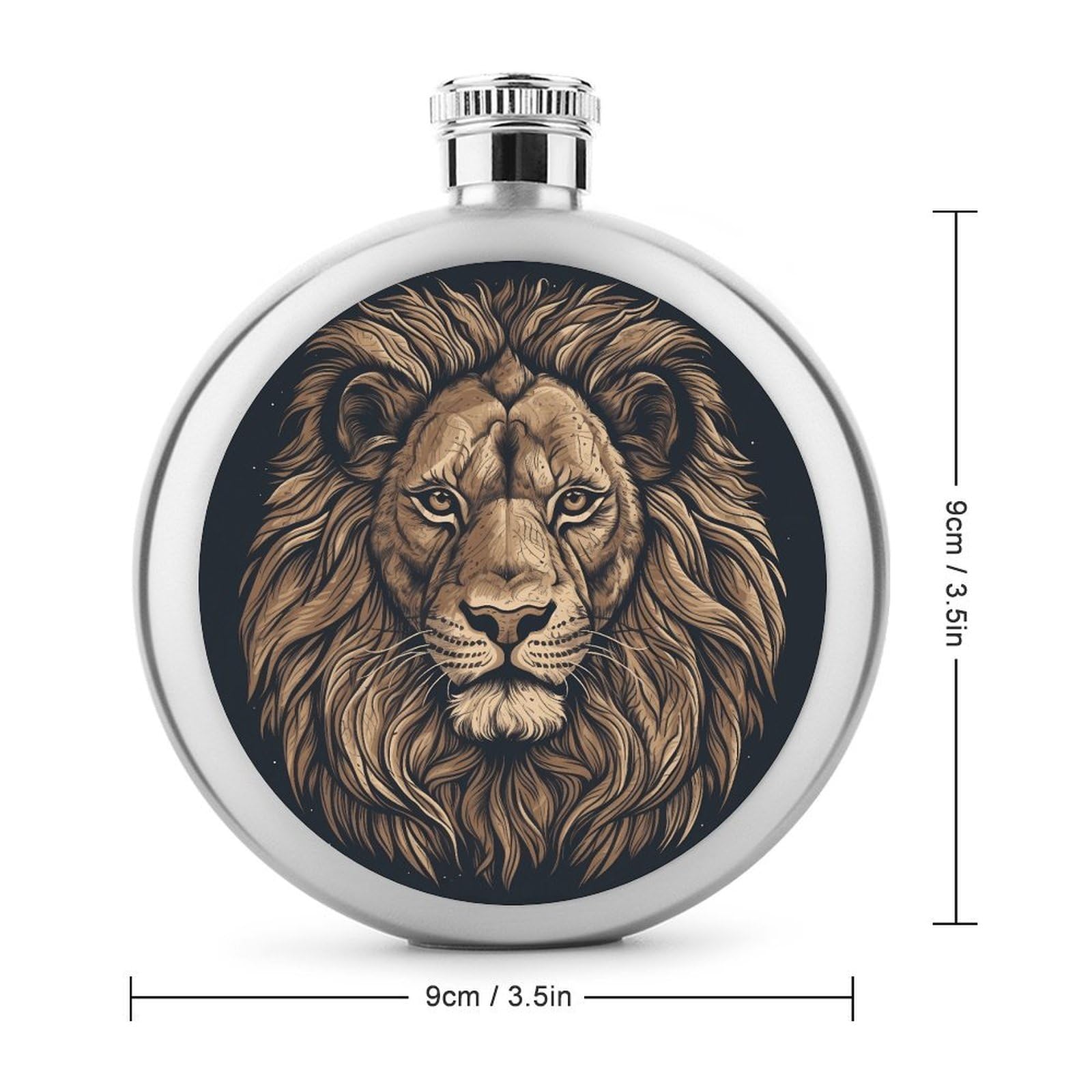Stainless Steel Wine Bottle Liquor Container Cartoon Lion Print Leak Proof Hip Flask Durable for Camping Hiking Travel Festivals