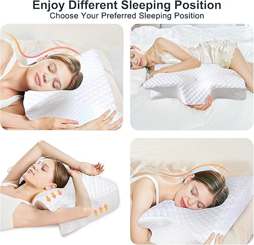 Miniatura 5 de Almohada cervical para el cuello de espuma viscoelástica para aliviar el dolor, almohada ergonómica ortopédica contorneada para dormir, almohada de