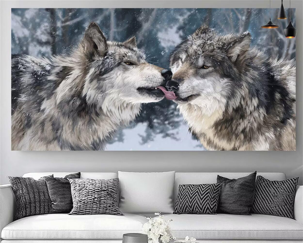 Diamond Painting Couple Diamond Painting Adulte XXL 60x120cm, 2026 New DIY Peinture Diamant Loup 5D Strass Point de Croix Canvas Broderie Gem Art Tableau Peinture Numero Adulte,Décoration Maison Z-P6