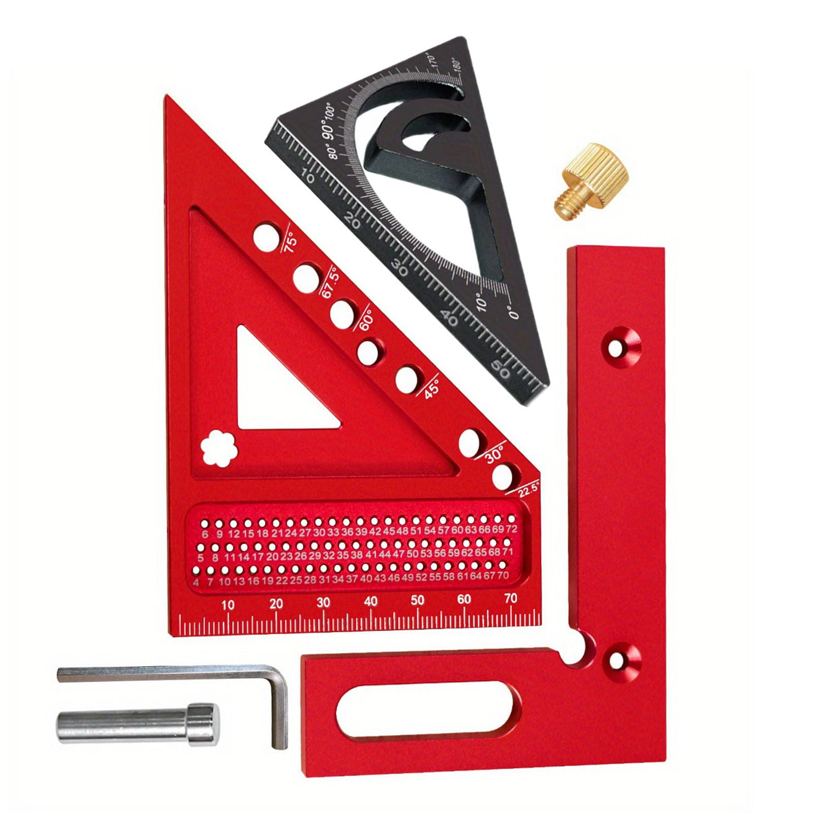 Purpose Aluminum Alloy Measuring Ruler Set Anticorrosion Finish for 45° 90° Angles Marking in Woodcraft Projects Aluminum Measuring Tool