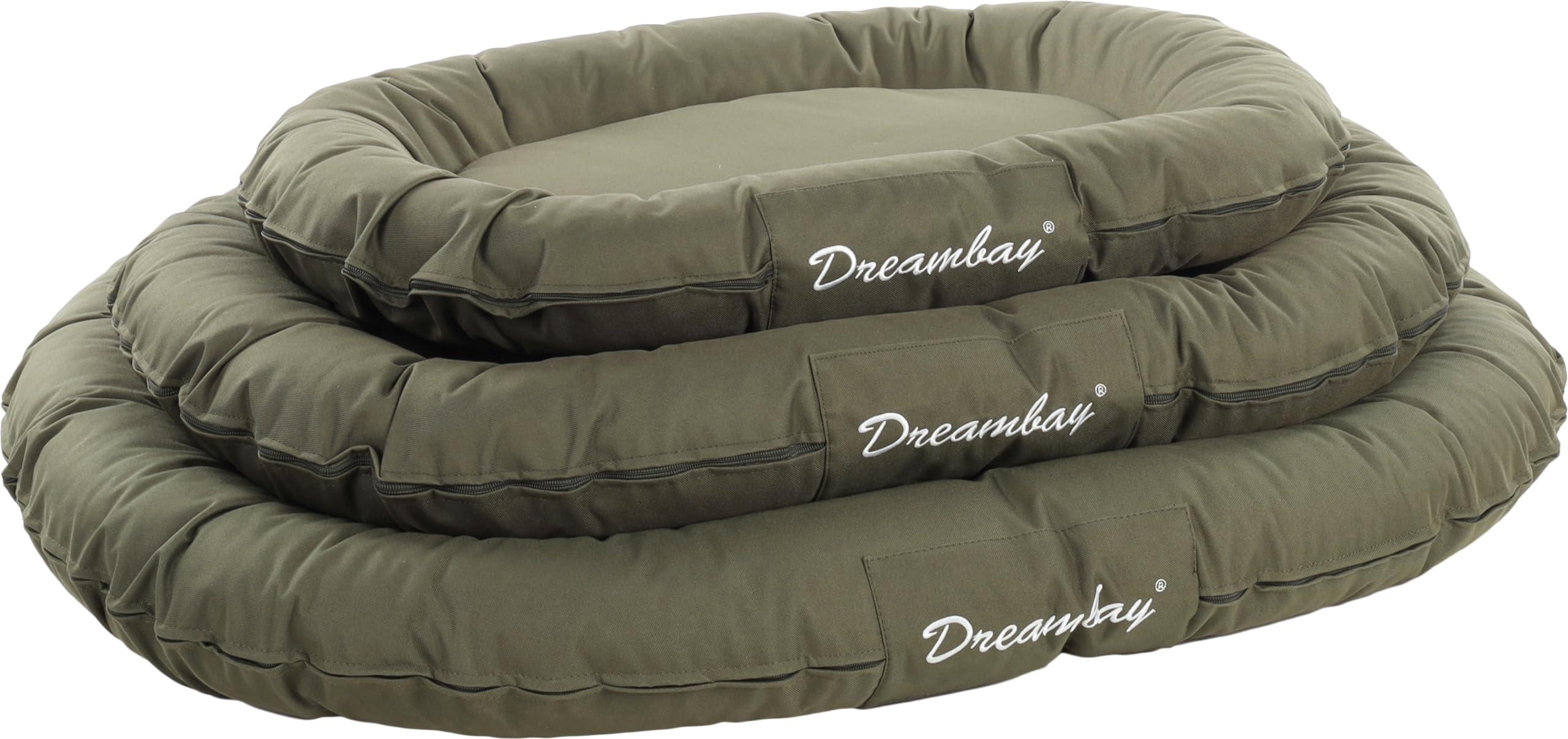 Flamingo Panier Dreambay® Ovale Vert Olive 100x75x15cm - Lavable - Housse Amovible avec Fermeture éclair - Déperlant