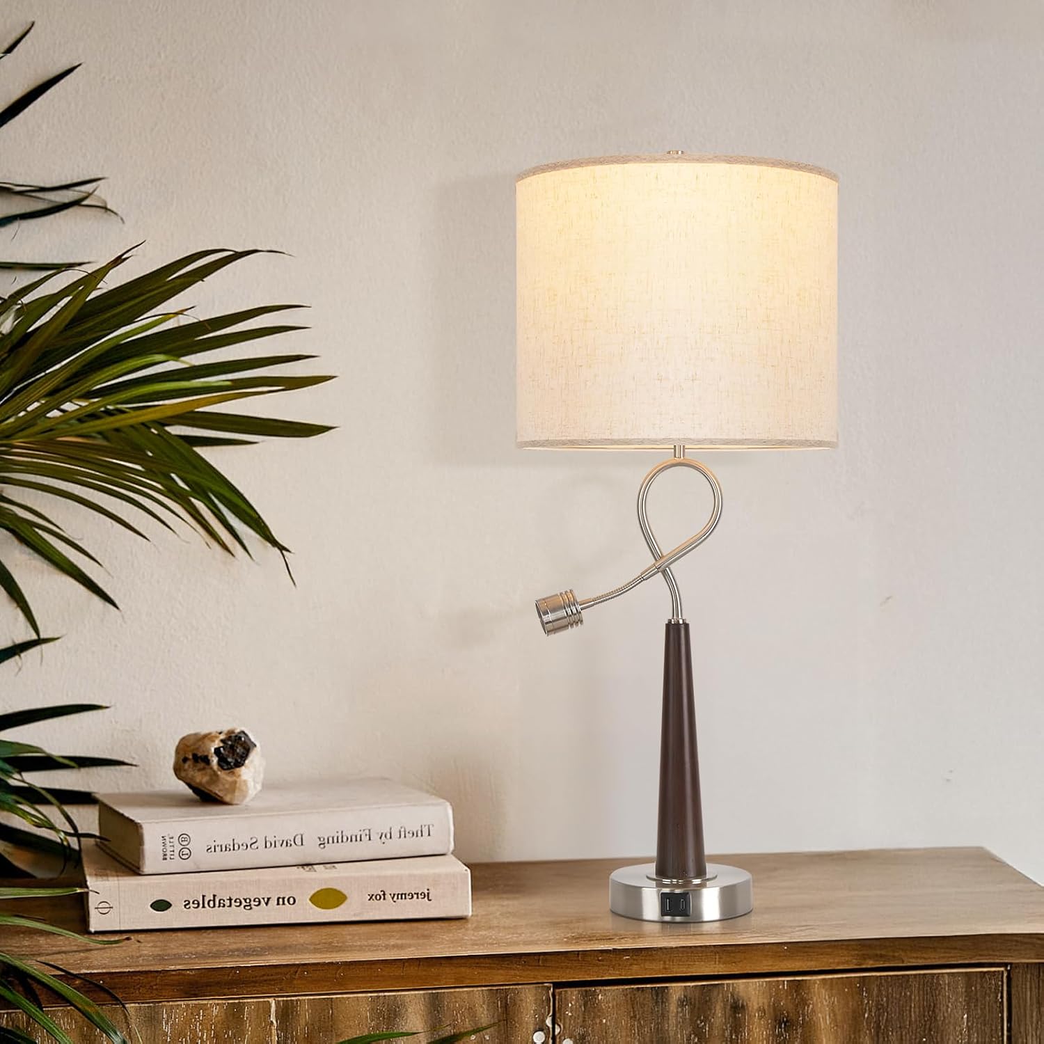 Rustic Farmhouse Table Lamps Wood Grain Swept Table Lamp Four Way Dimming Night Light Led Lamp Bedside Table Lamps Set Reading Lights,Suitable for Bedroom, Living Room, Desk