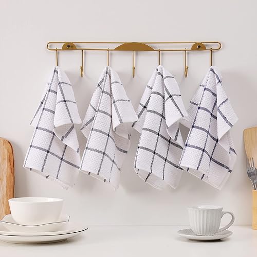 Miniatura 4 de Egles Juego de 8 paños de cocina de 100% algodón, 12 x 12 pulgadas, ultra suaves, superabsorbentes, reutilizables, de secado rápido multiusos para