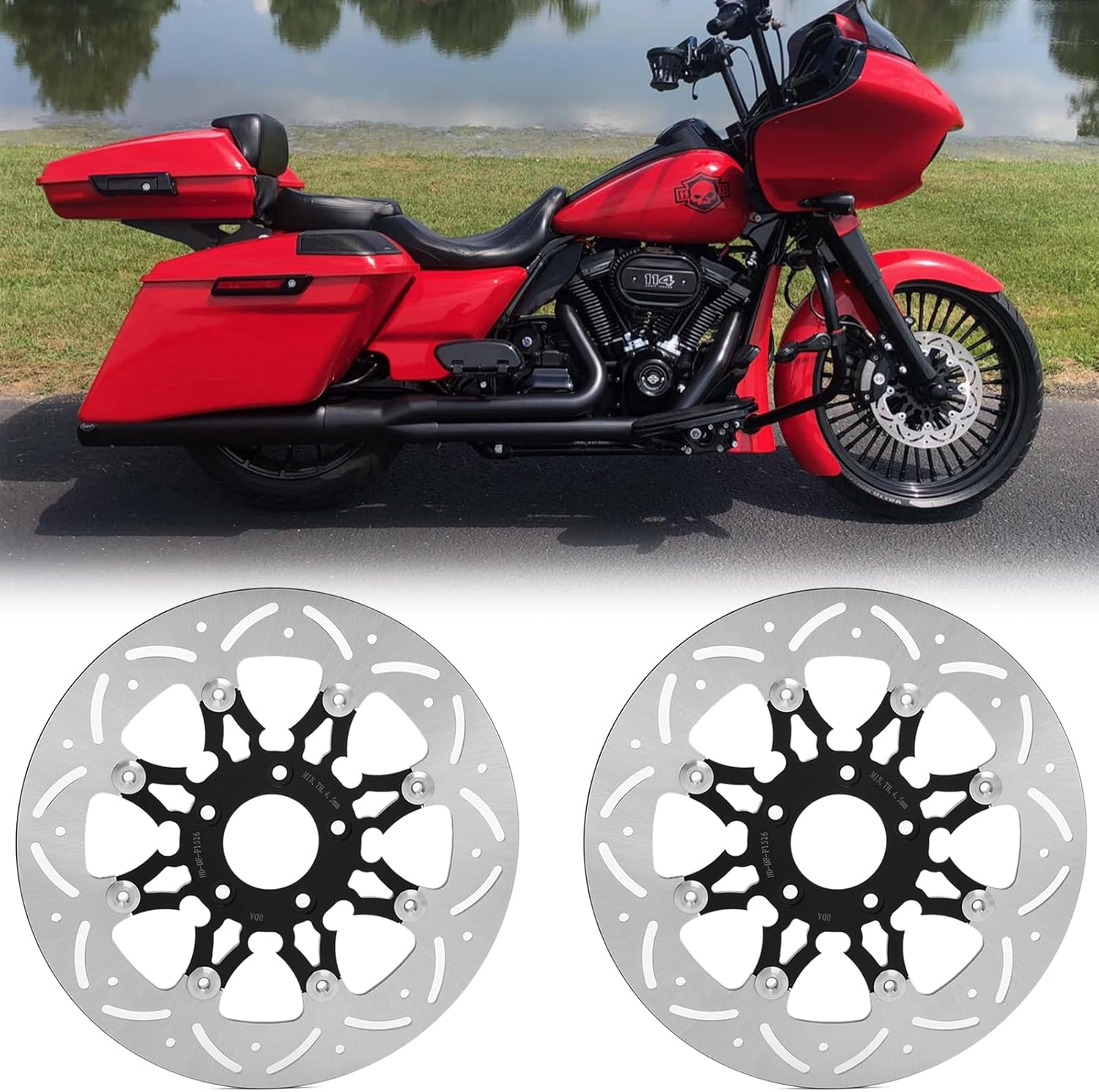 TOFR 11.8" Floating Front Brake Rotors Discs for Harley Touring Street Glide Electra Glide Road Glide Road King 08-17 SPORTSTER XL1200 16-23 DYNA Fat Bob Street Bob LOW Rider 08-17