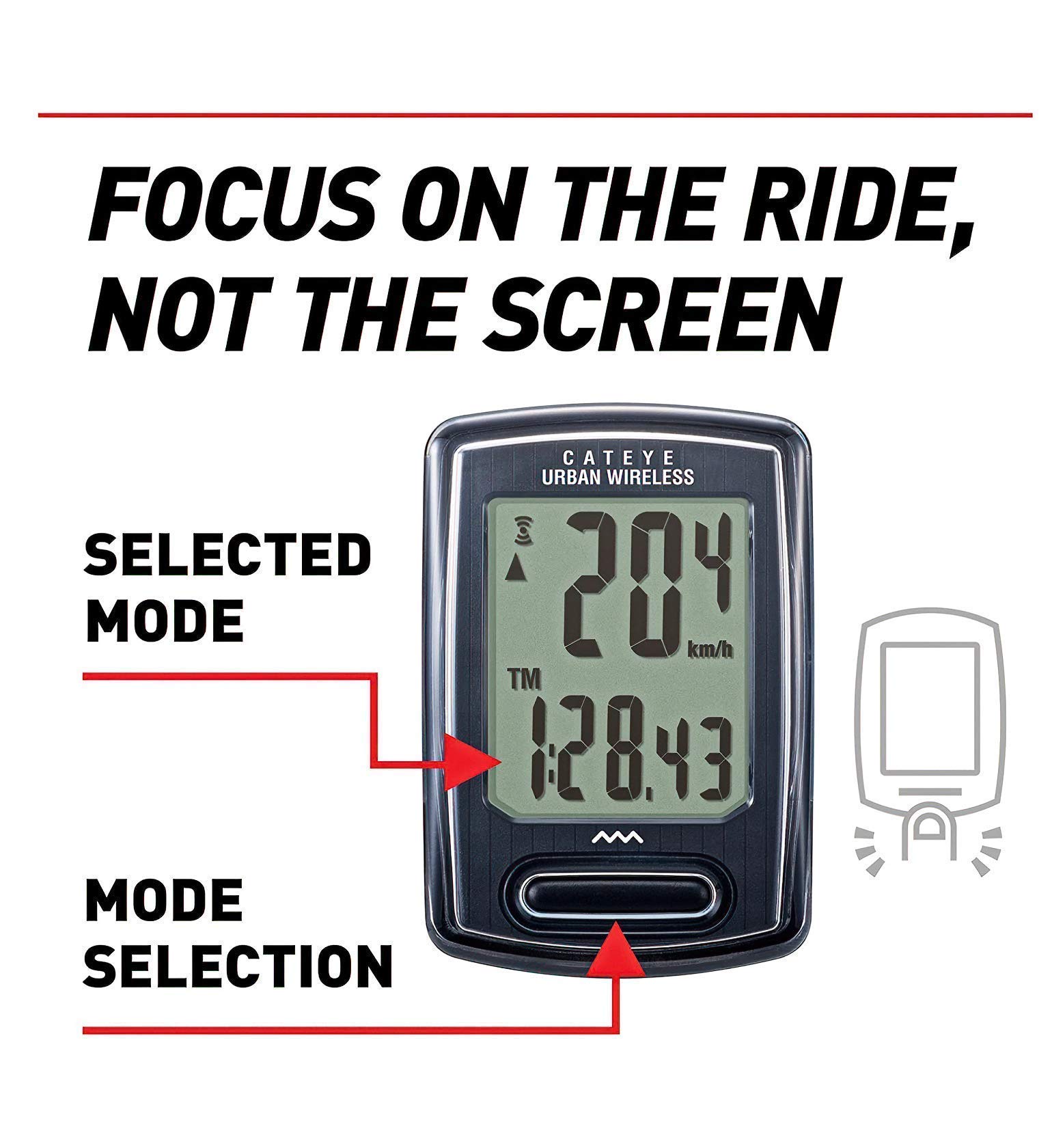 CATEYE Urban Wireless Bike Computer – Analog Speedometer & Odometer with Calorie Tracking, FlexTight™ Mount, Auto Start/Stop, Programmable Odometer & Easy Setup for All Bikes (OF-100)