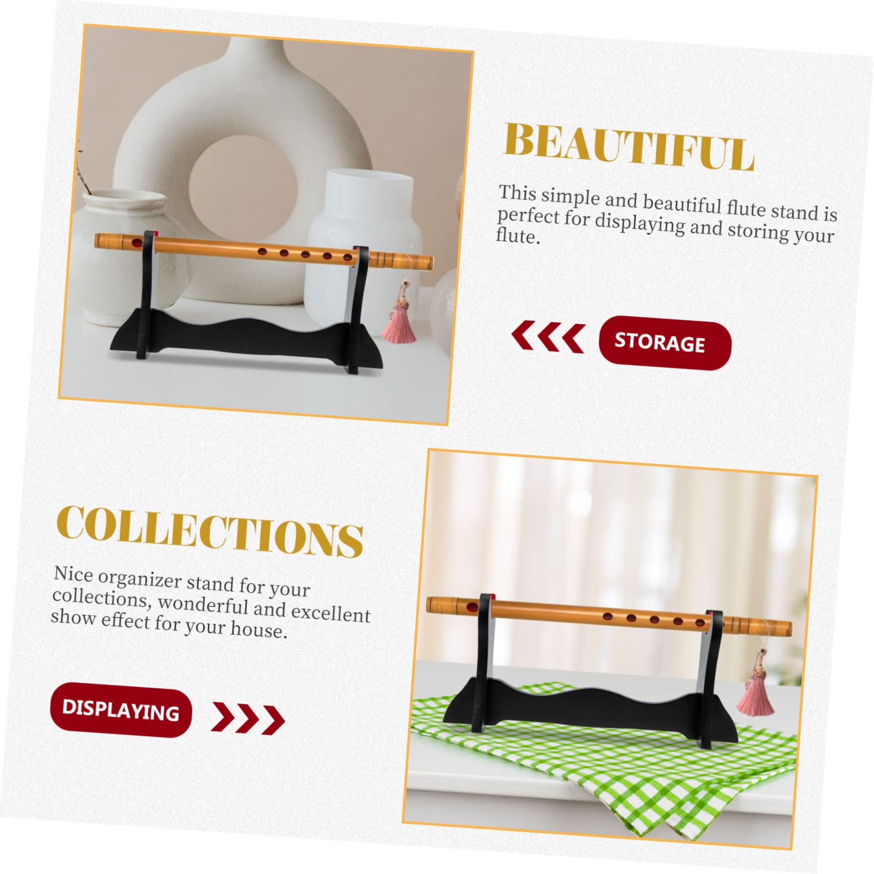 TOBBOMEY Desktop Stand Flute Display Holder Rack Flute Storage Holder Craft Show Display Stand
