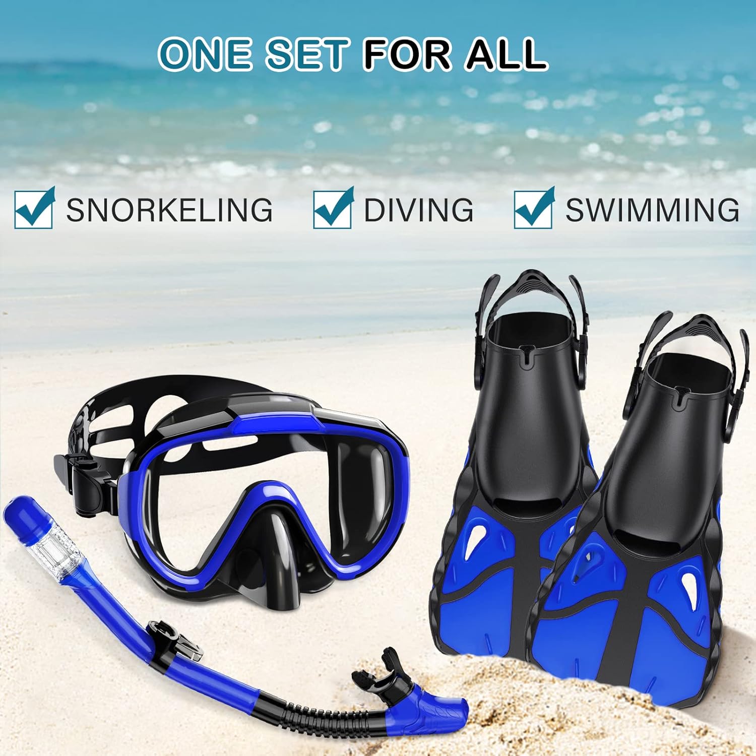 Snorkel Set with Fins for Adults, Snorkeling Gear for Adults Men and Women, Snorkle, Mask Set Adults Dry Top Snorkel Mask Combo Set with Travel Bag for Snorkeling, Diving, Swimming - Image 7