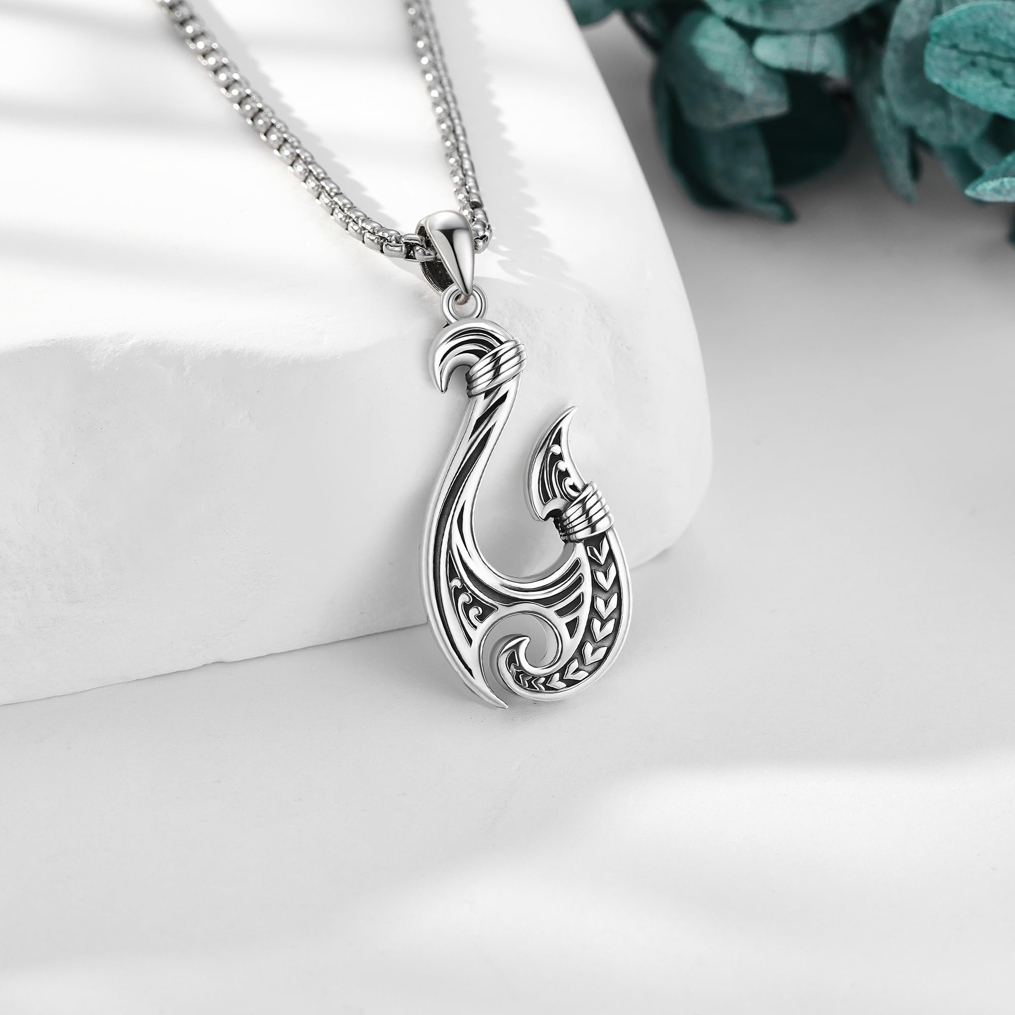 URONE Ami da pesca, catena in argento Sterling 925, stile vintage, regalo per uomini, Nessuna pietra preziosa