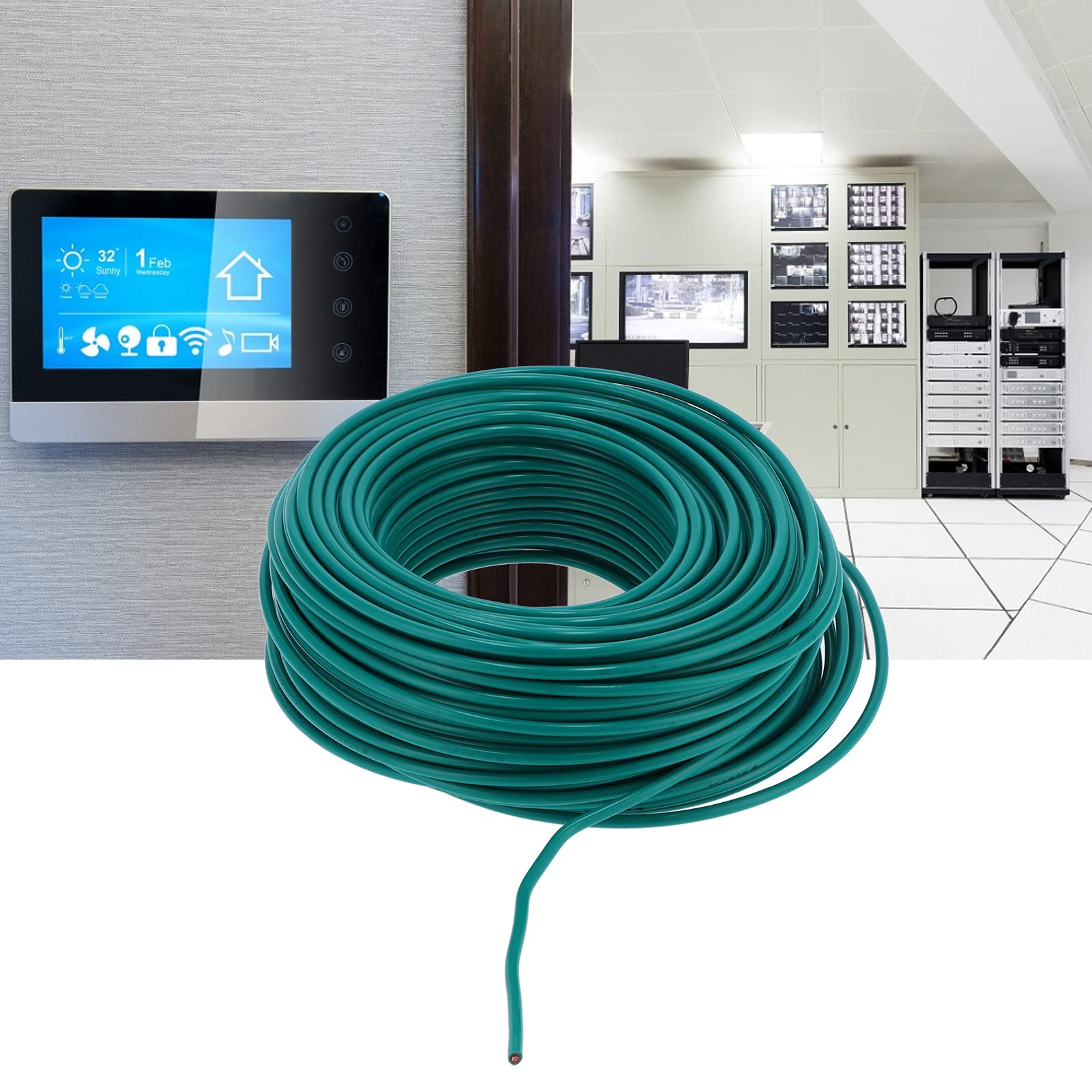 Cable Eléctrico, Cable Eléctrico de 100 M, Funda de PVC Verde Flexible, Área de Sección Transversal de Núcleo de Cobre único 10 Milímetros Cúbicos, Cable, Cables Eléctricos