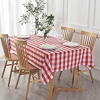 Vista 1 de maxmill Rectangle Checkered Tablecloth Waterproof Spillproof Wrinkle Resistant Buffalo Plaid Heavy Weight Table Cloth Gingham Table Cover for Rojo