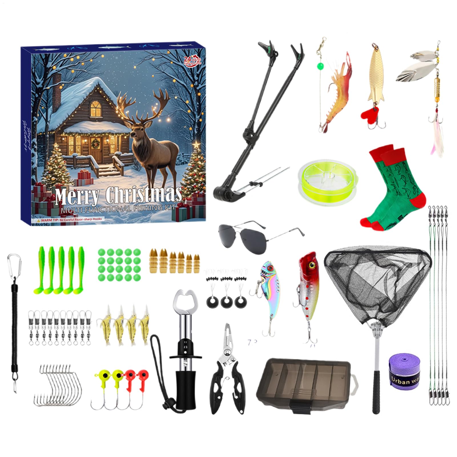 Calendario De Adviento De Pesca Navideño Juego De Aparejos De Pesca | Regalos De Navidad Para Hombre Pesca Equipo Para Padre Novio Esposo Calendario Adviento 24 Días