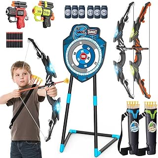 LED Standing Target Archery Set with Bow & Arrows for Kids 4-12 Years Old,