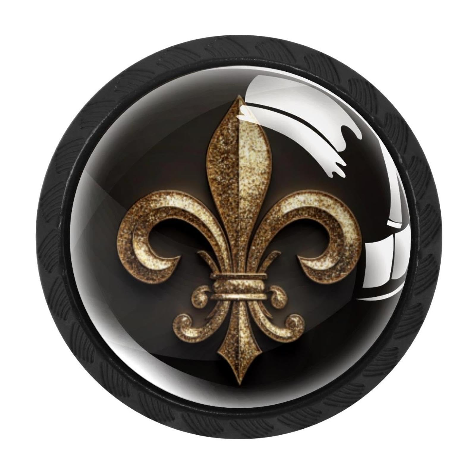 Chenzzzz Multicolored 07 4 Pieces Fleur De Lis (10) Drawer Knobs, 35Mm Black Cabinet Knobs, Drawer Pulls And Knobs, Dresser Drawer Knobs, Cabinet Hardware Kitchen Cabinet Knobs