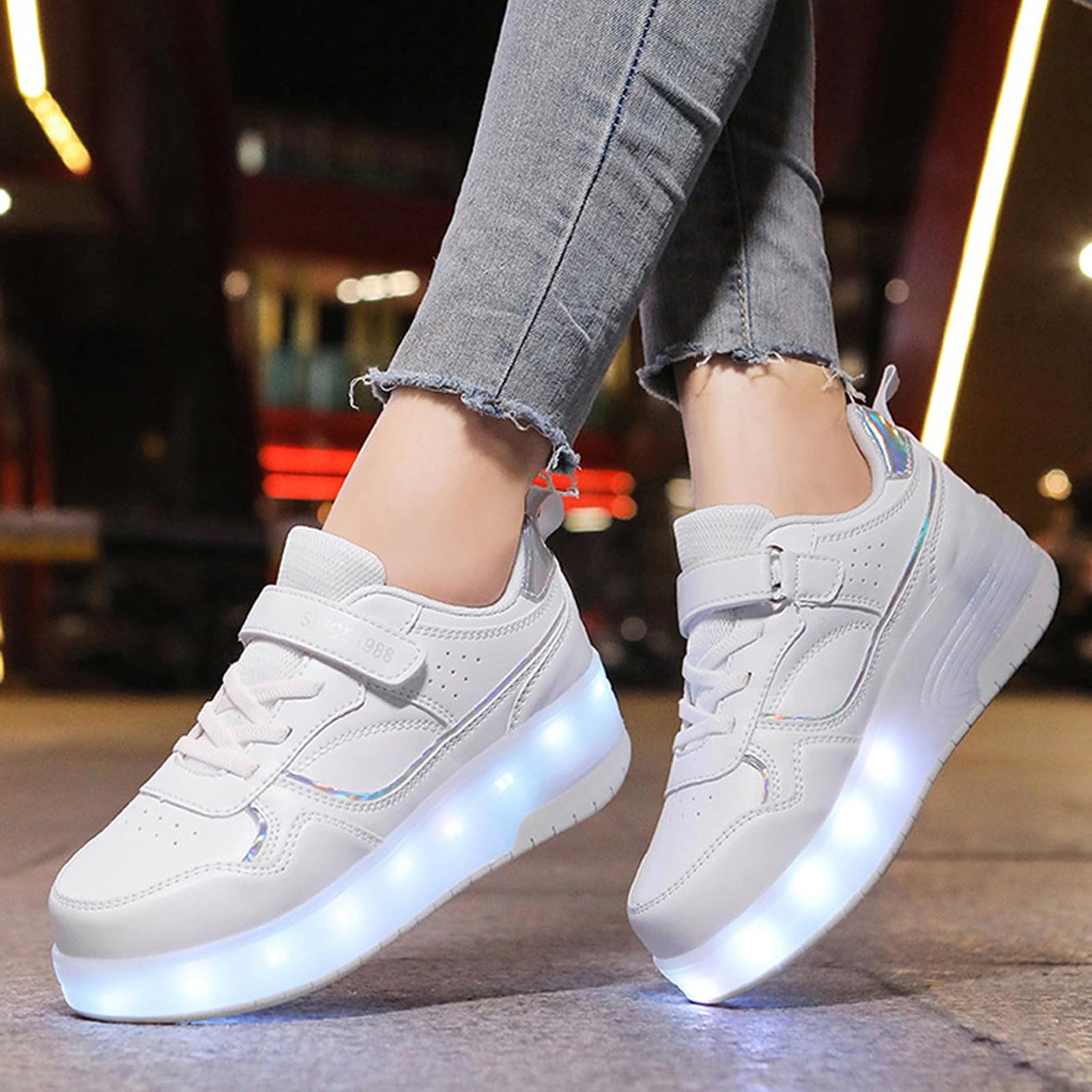 Buty na kółkach dla dziewczynek chłopców, dziecięce buty na kółkach, buty z podwójnymi kołami, migające światła LED, wrotki, 2 w 1 wysuwane wrotki