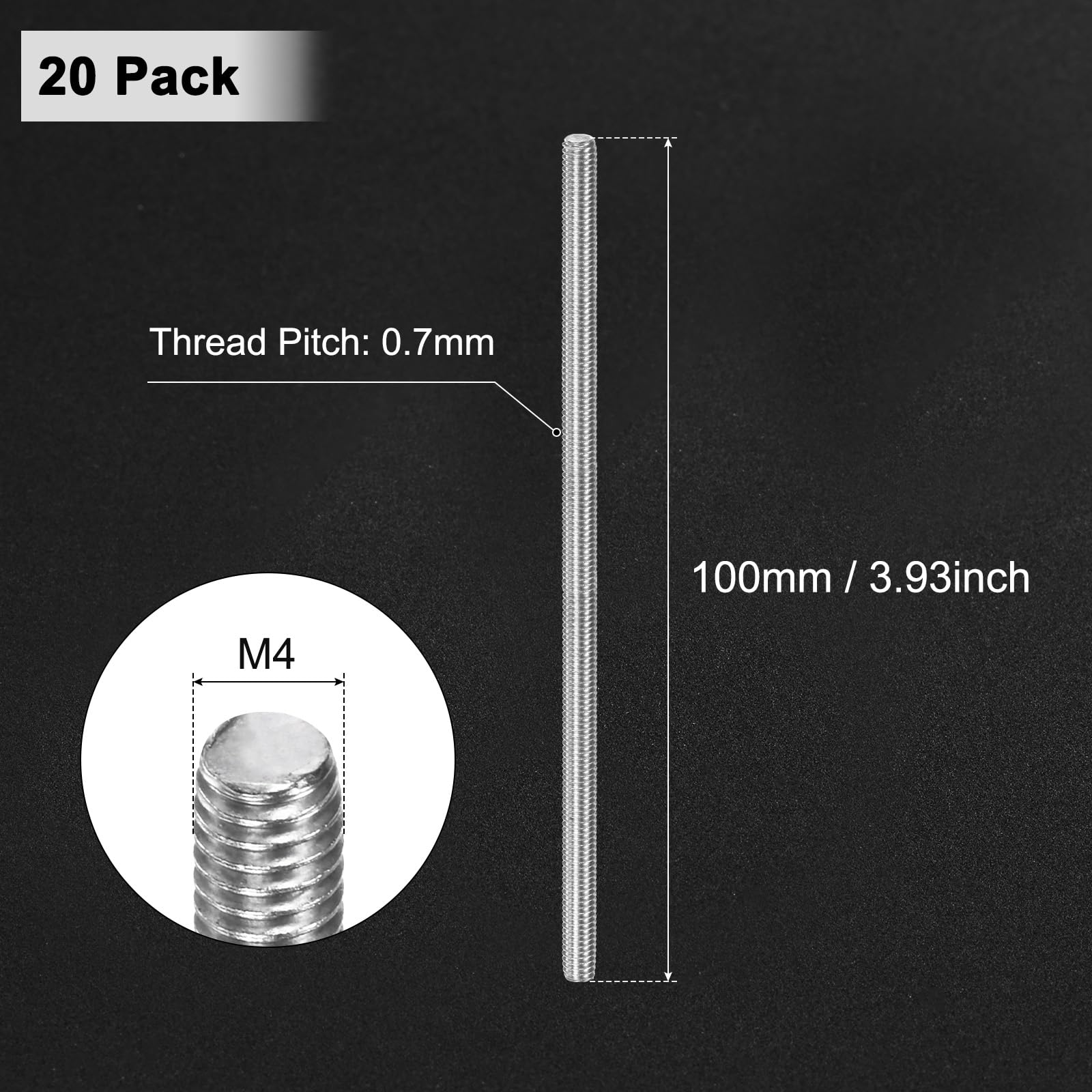 M METERXITY 20-Pack Fully Threaded Rod - Image 3