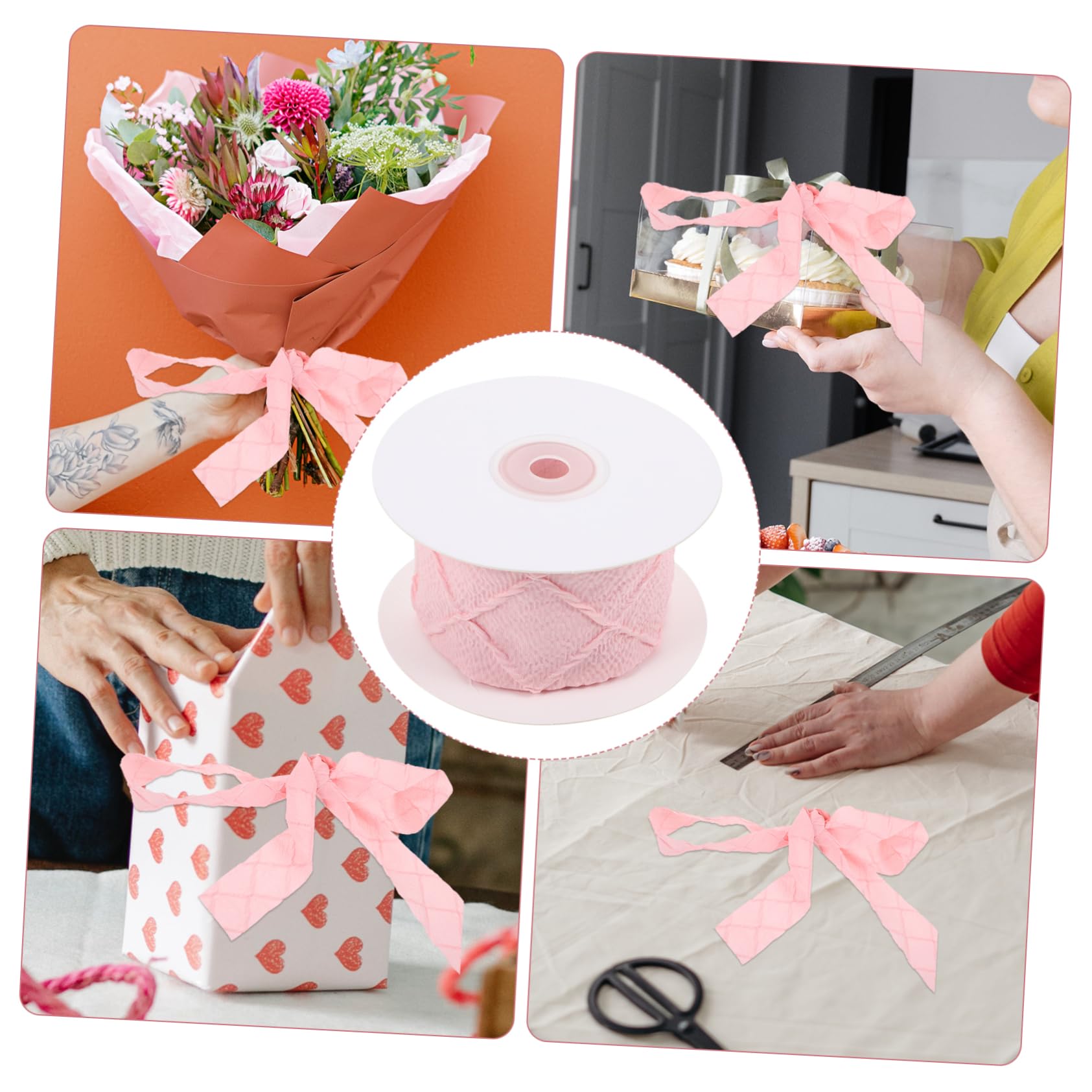 SHINEOFI 5 Rollos Correas Con De Vistoso Cinta Para Envolver Cintas Para Manualidades De Raso Para Envolver Floral Nupcial Ancha Para Rosa Tela