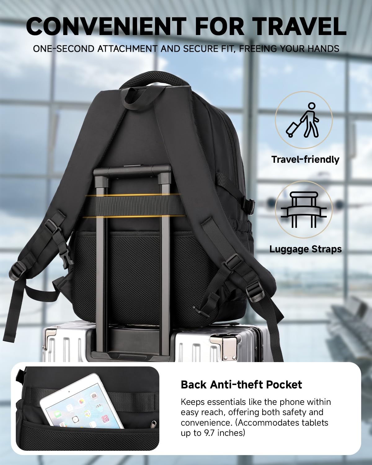 Amythe Mochila para adolescentes y niños, 38 l, grande, mochila escolar universitaria para portátil de 16 pulgadas, transpirable, mochila escolar para hombre para viajes
