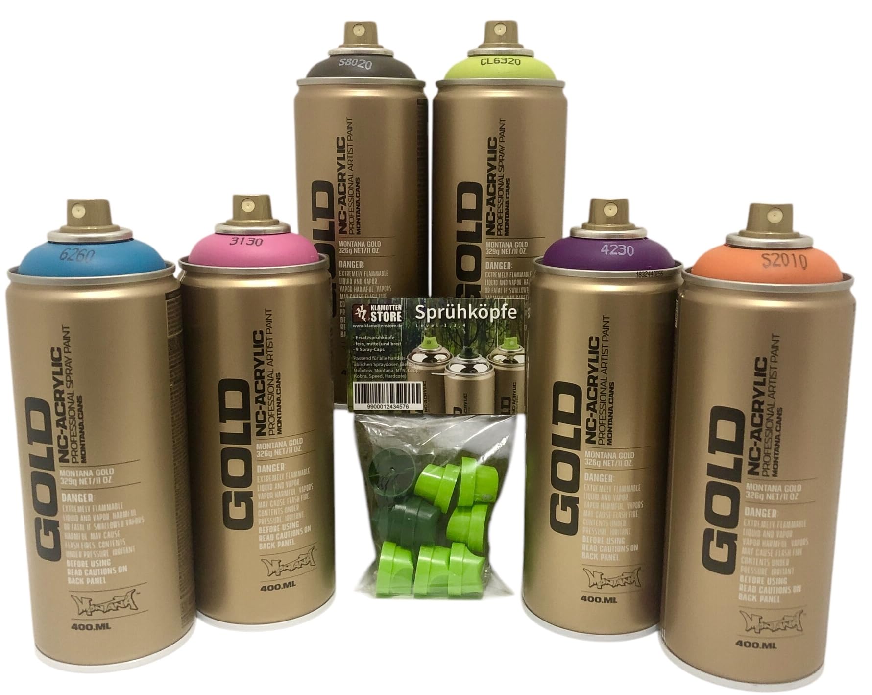 Montana Gold farba w sprayu, 400 ml, zestaw 6 sztuk