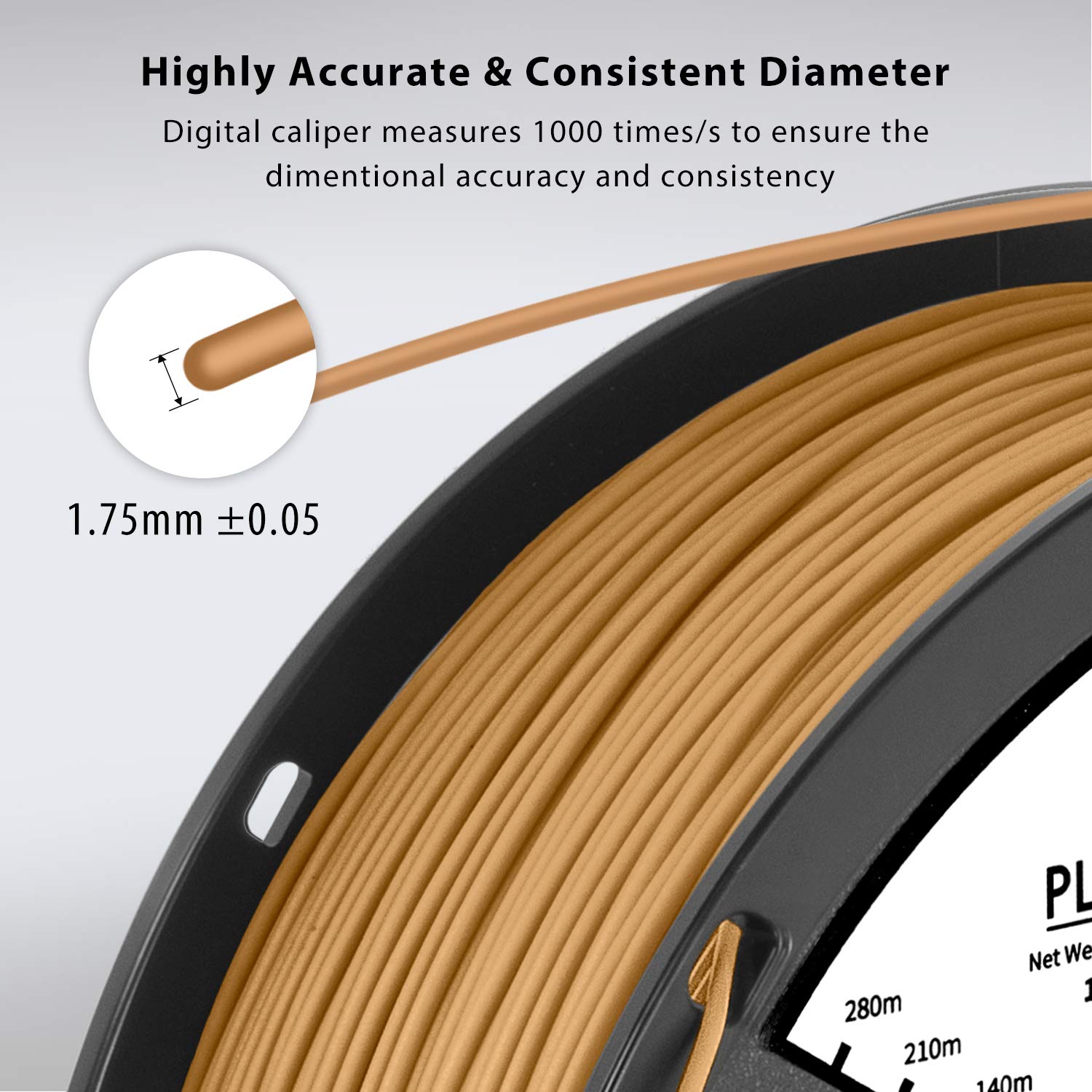 DURAMIC 3D Premium PLA Plus Printer Filament 1.75mm, 3D Printing Filament 1kg Spool(2.2lbs), Dimensional Accuracy +/- 0.05 mm (Wood, 1 Pack)