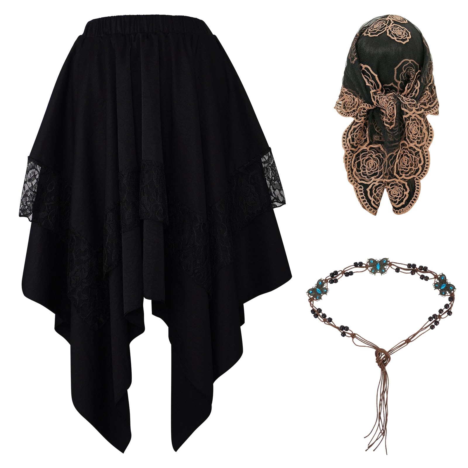 Gonna Gotica Medievale Steampunk da Donna,Asimmetrica (S/M/L/XL)