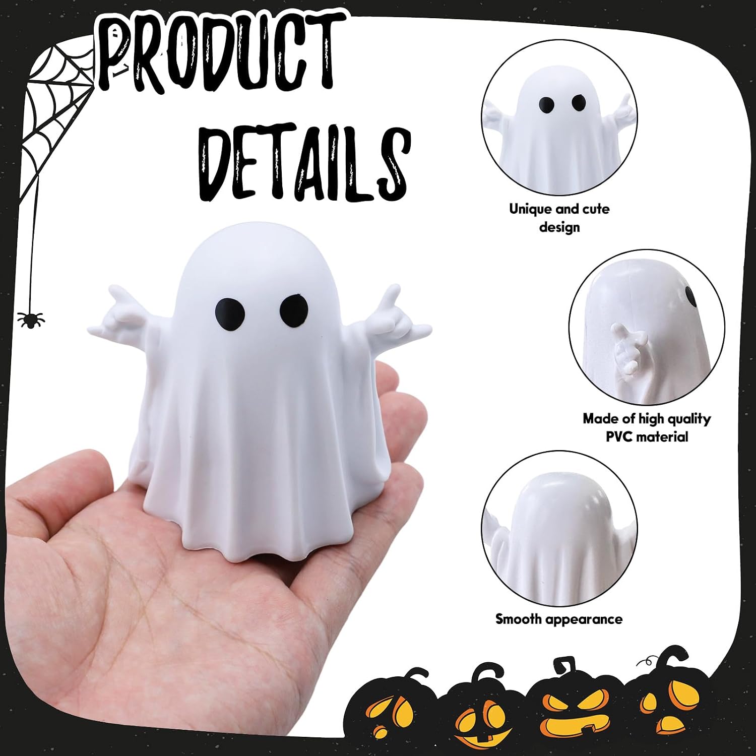 Halloween Ghost Figurine Halloween Desk Ornaments Funny Gestures Spooky Ghost Statue Cartoon Cute Mini Resin Spooky Ornaments for Holiday Home and Office Decorations image 3