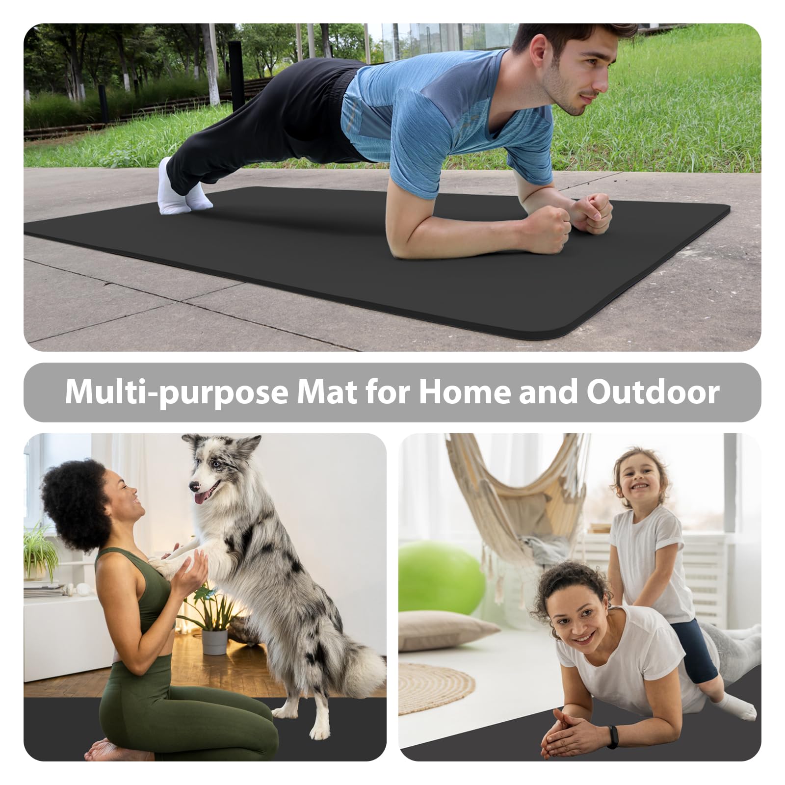 Esterilla Yoga Antideslizante 200×100cm TPE 10mm Gruesa Esterilla Fitness Grand y Antideslizante, Colchoneta de Gimnasia, Pilates, Deporte y Ejercicio en Casa y al Aire libre