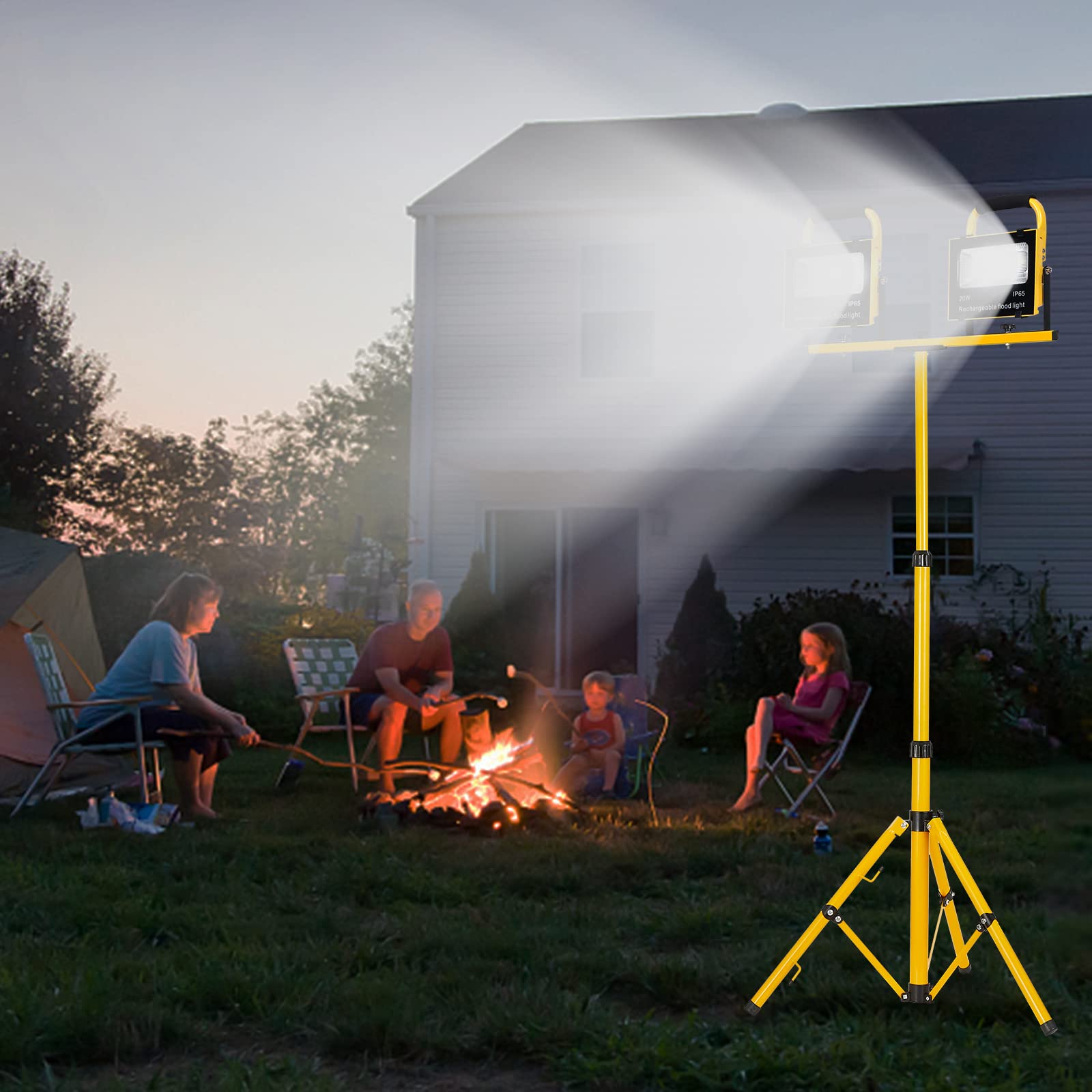 Aufun Teleskop Stativ Für LED Strahler - Höhenverstellbar 50-150cm Gelb