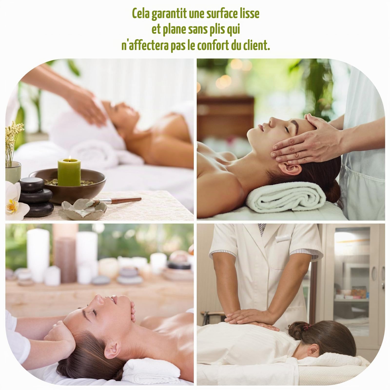 Housse pour Table de Massage 190 x 80 cm - Avec Trou, Épaisse, Lavable, Élastique, Anti-Saleté - Pour Tables de Beauté et de Traitement - Blanche