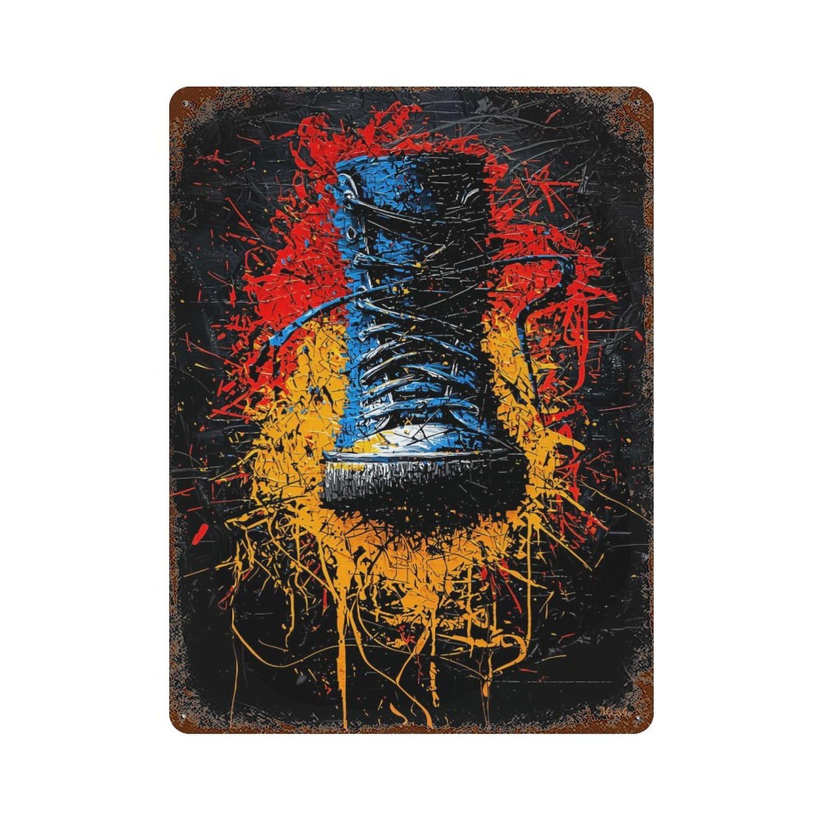 Urban Impact Contemporary Expressionist Boot Artwork Vintage Metal Tin Sign 15.7"x11.8", for Cafe, Home Bar And Lounge Decor, Vintage Wall Decor