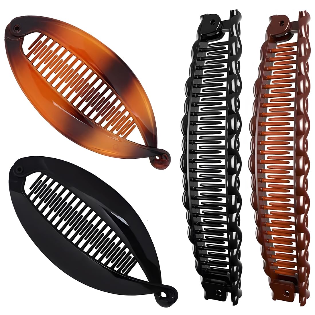 4 Fermagli Per Capelli A Banana Vintage, Clip Pettine, Accessori Per Capelli A Coda Di Pesce, Pettini A Doppia Banana Per Donne E Ragazze