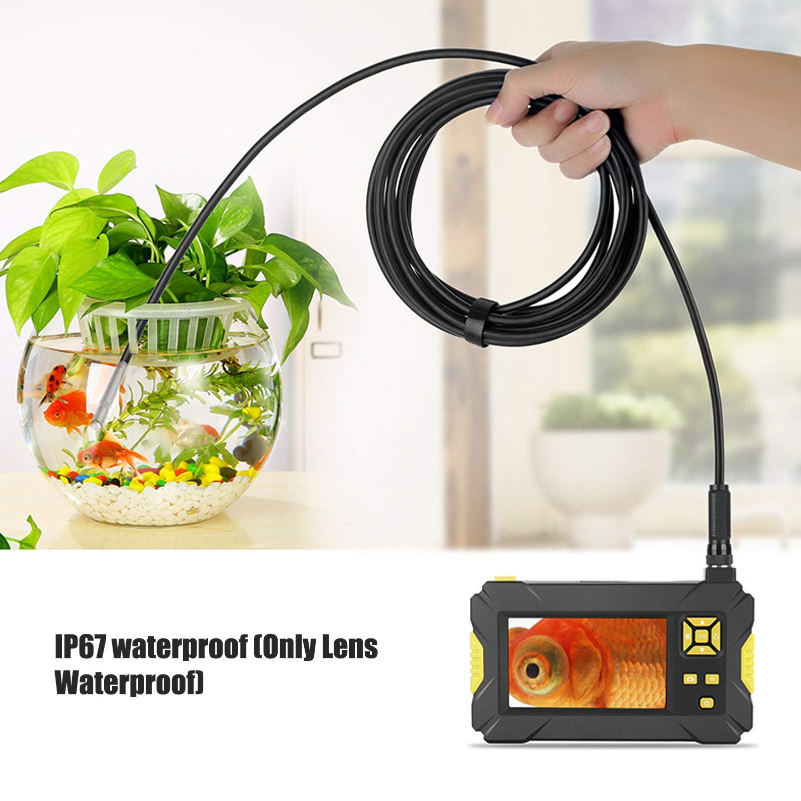P30 Endoscopio LCD de 3.9 mm 4.3in, Boroscopio 1080P, Cámara de Endoscopio de Inspección de Tuberías, con 6 Luces LED Ajustables, para Inspección de Automóviles, Inspección de Tuberías(5m)